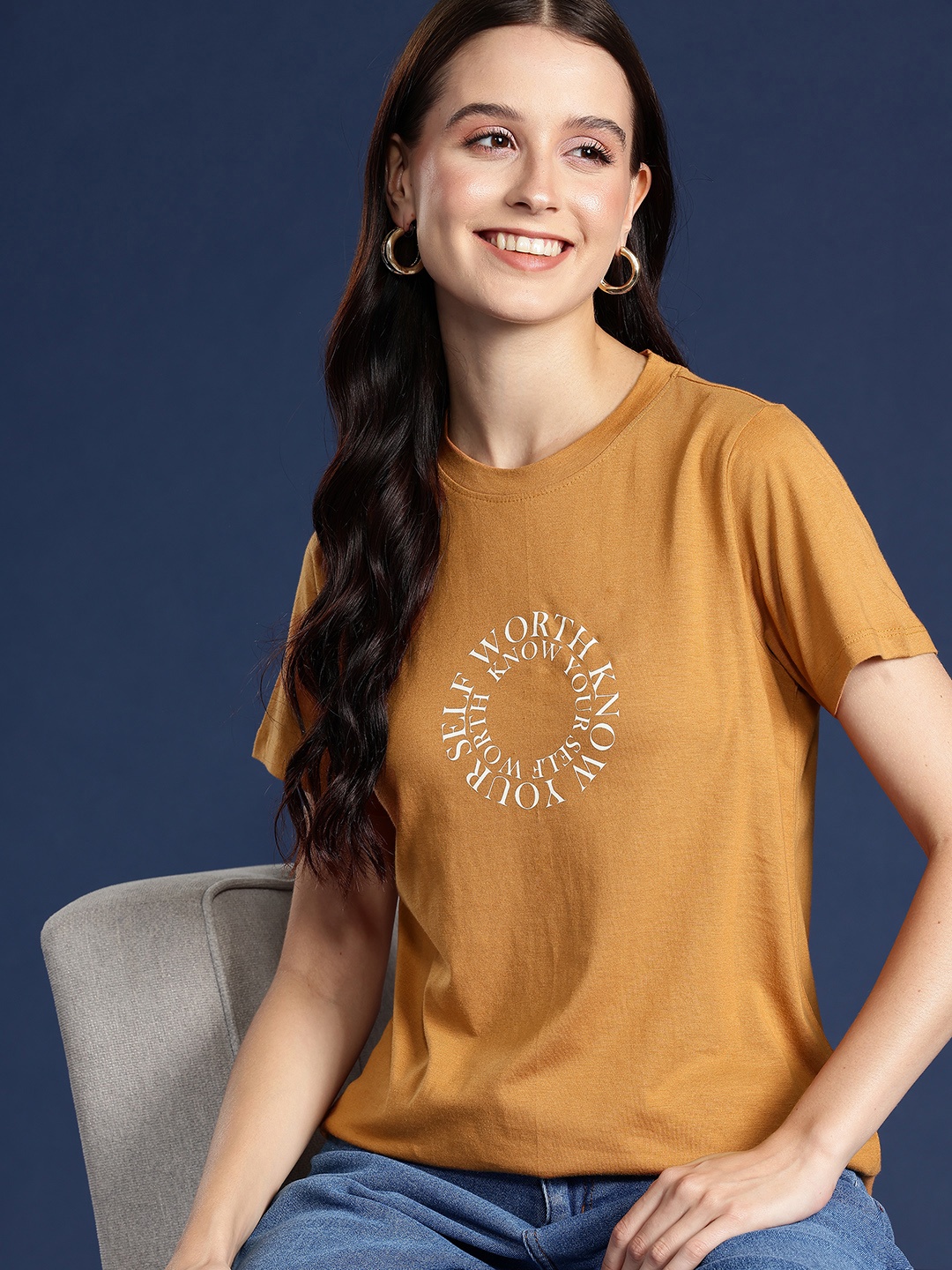 Mast & Harbour Typography Printed T-shirt, Brown