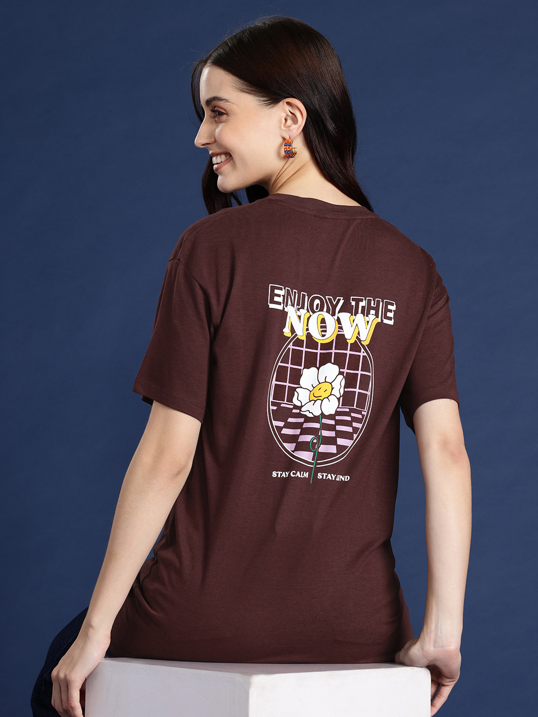 

Mast & Harbour Typography Printed Drop-Shoulder Sleeves T-shirt, Brown