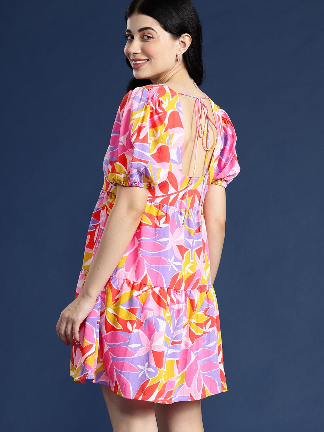 

Mast & Harbour Floral Print Tiered A-Line Mini Dress, Multi