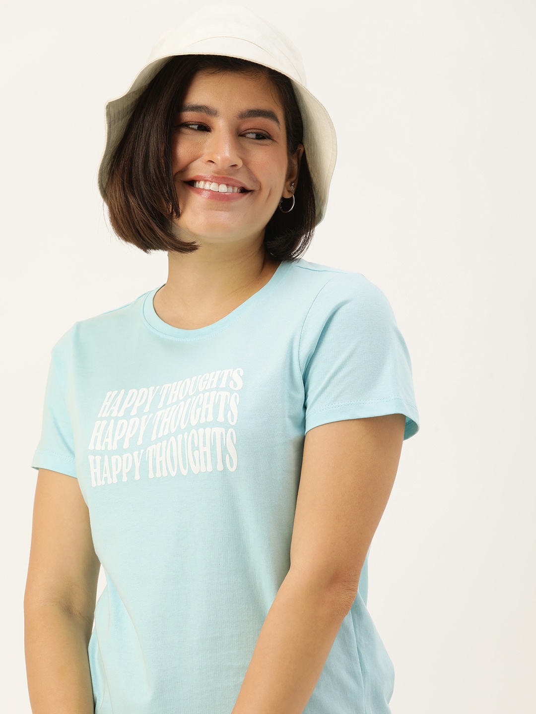 

Mast & Harbour Pure Cotton Typography Printed Casual T-shirt, Blue