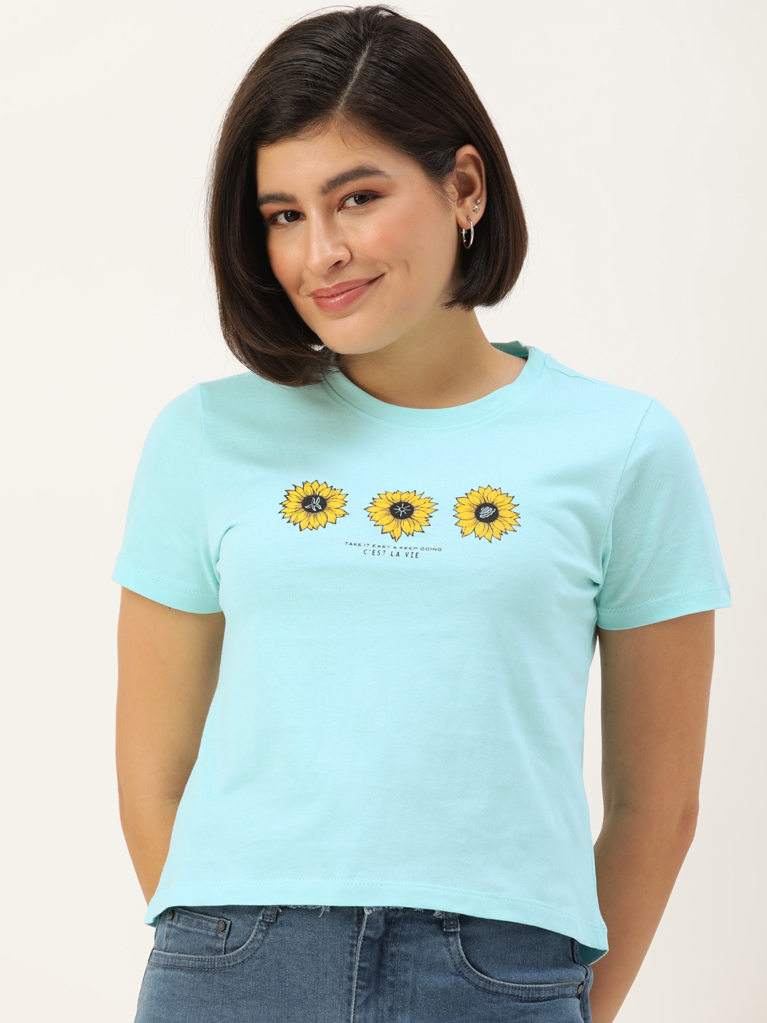 

Mast & Harbour Printed Pure Cotton T-shirt, Blue
