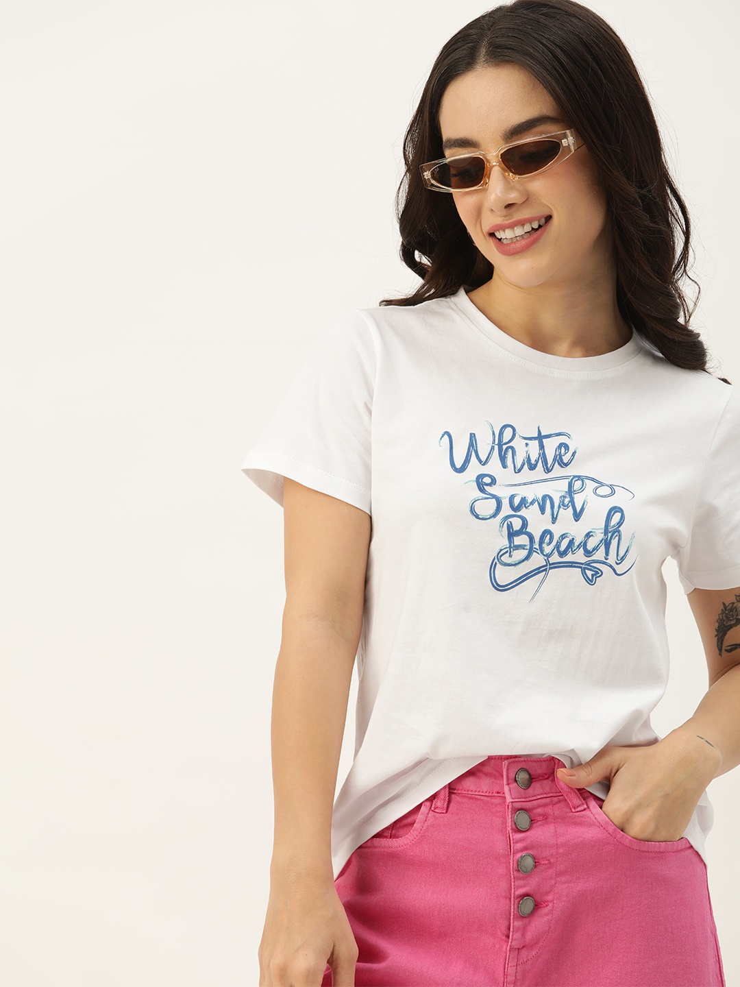 

Mast & Harbour Typography Printed Pure Cotton T-shirt, White