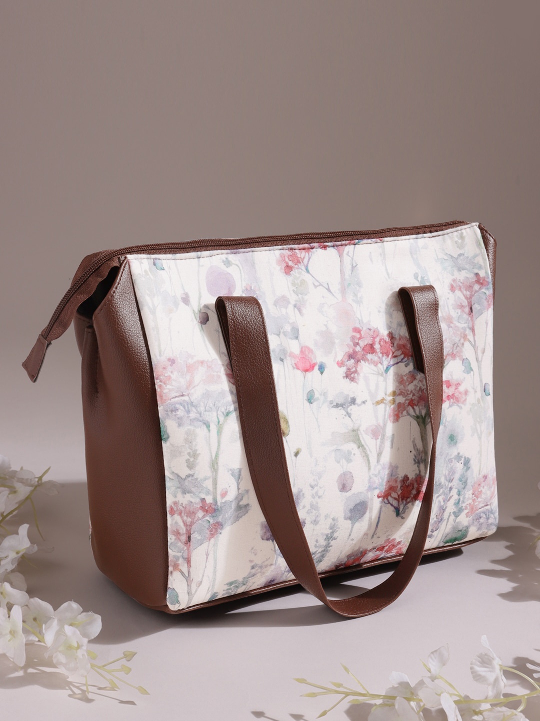 

DEEBACO Spring Breeze Printed Handbag, White