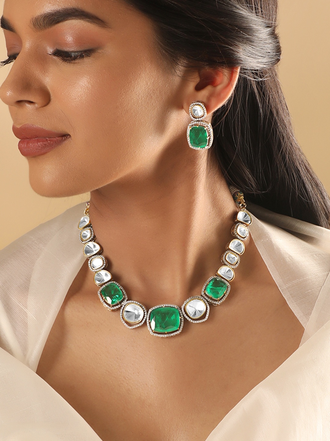 

Rubans Gold-Plated Stone-Studded Jewellery Set