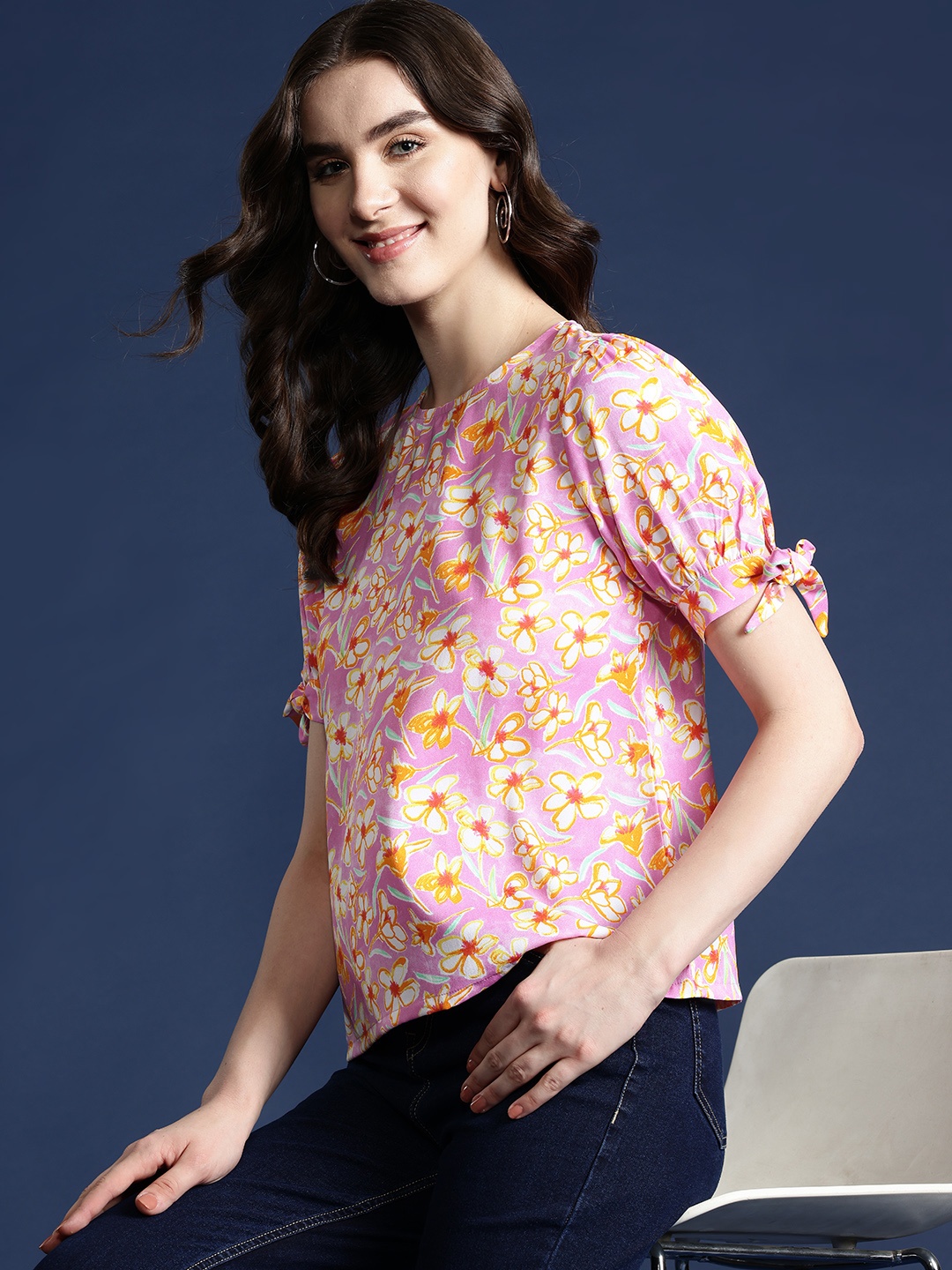 

Mast & Harbour Floral Print Top, Pink