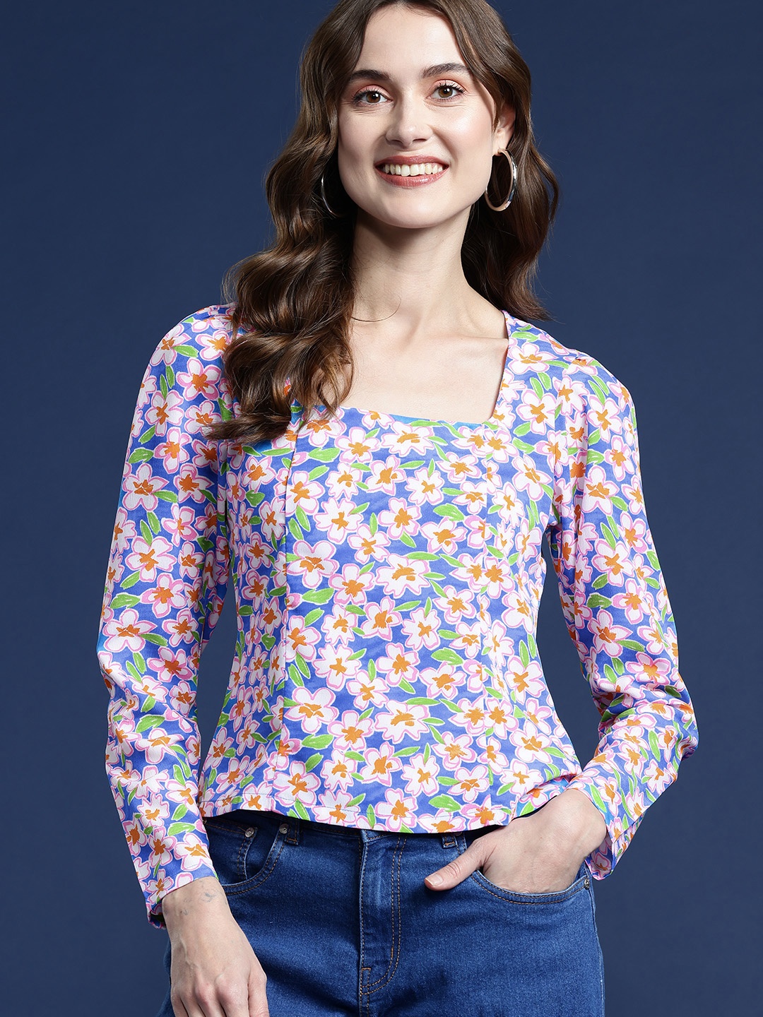 

Mast & Harbour Floral Print Top, Pink