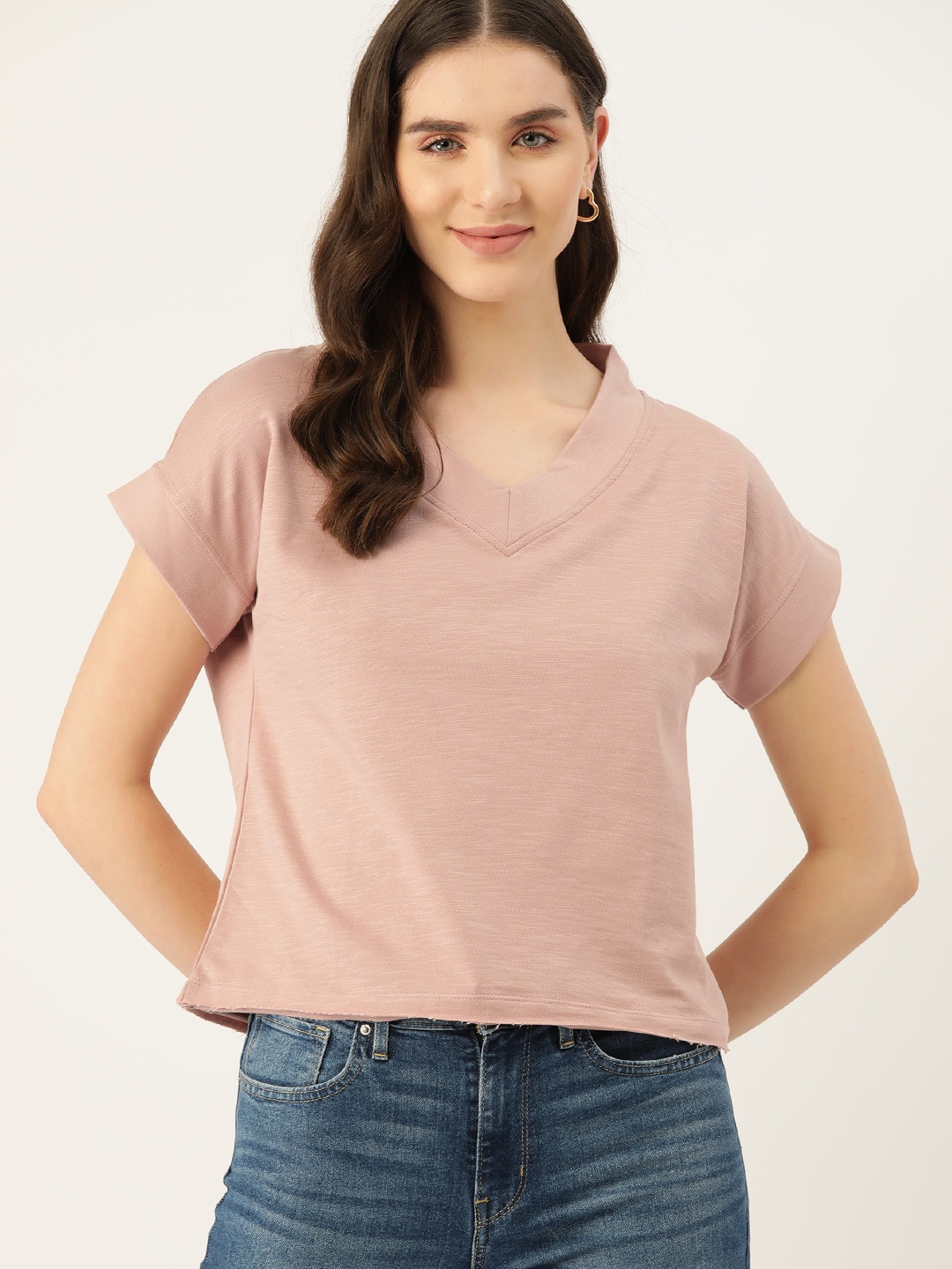 

Mast & Harbour Pure Cotton Extended Sleeves T-shirt, Pink