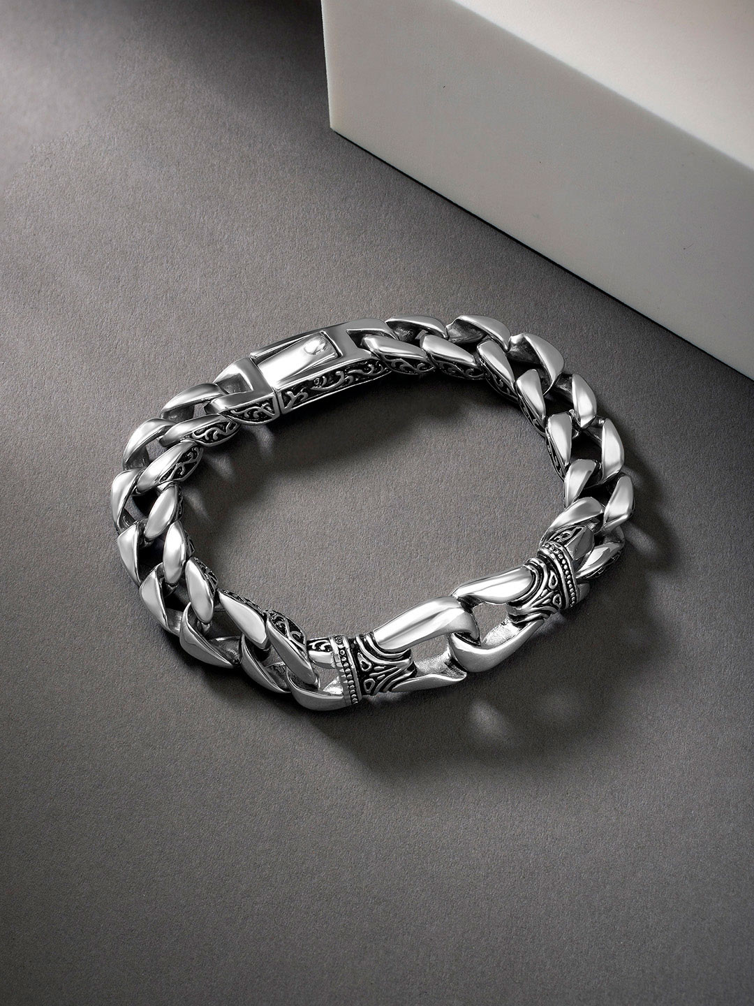 

Peora Silver-Toned Stainless Steel Link Bracelet
