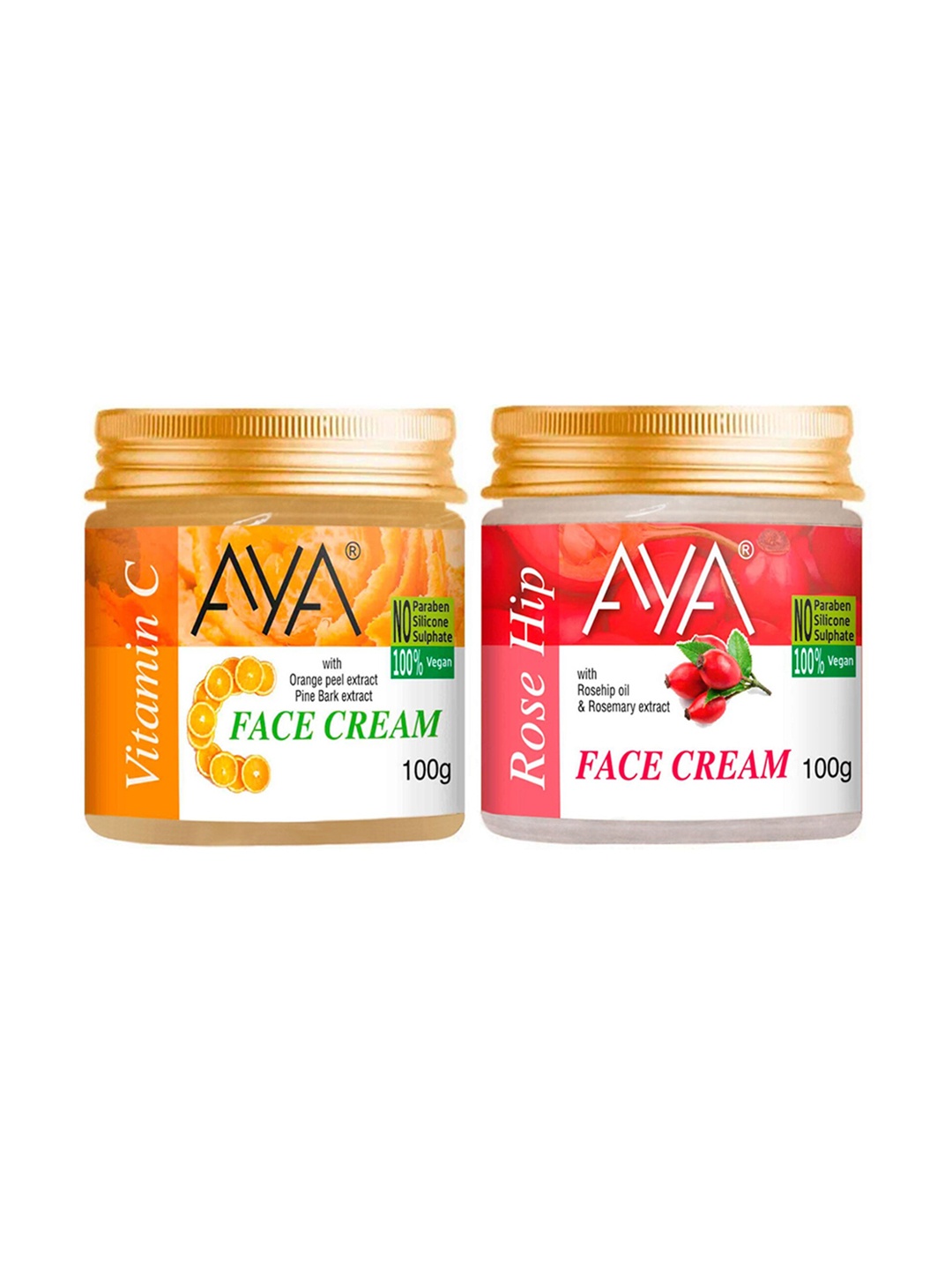 

AYA Set of Vitamin C & Rosehip Vegan Face Cream - 100 g each, Orange