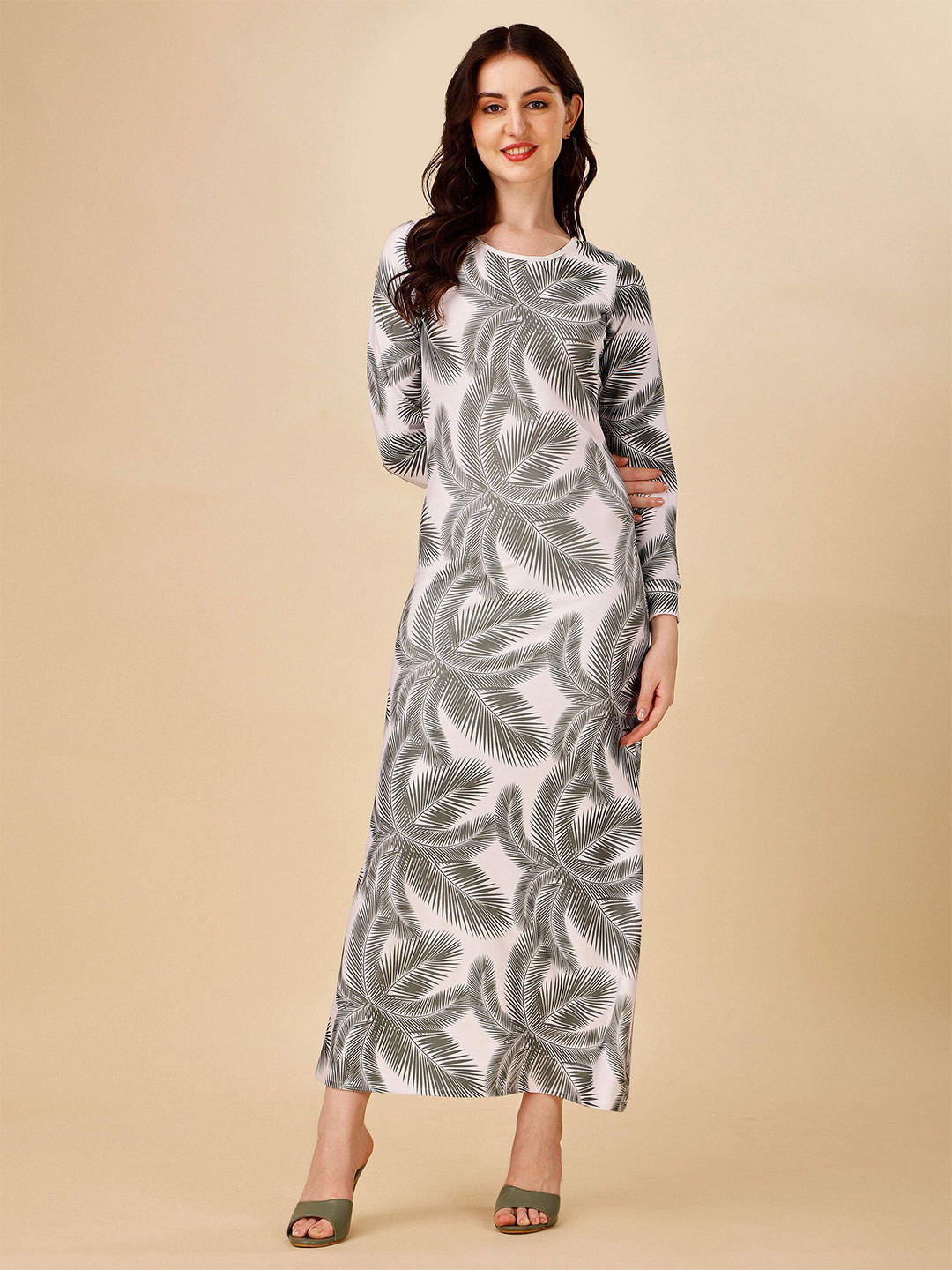 

DL Fashion Tropical Printed Tie Up A Line Dress, White