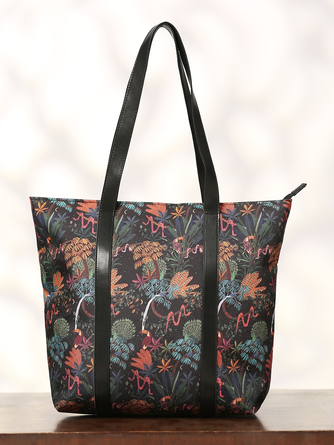 

DressBerry Black Floral Printed Oversized Shopper Shoulder Bag
