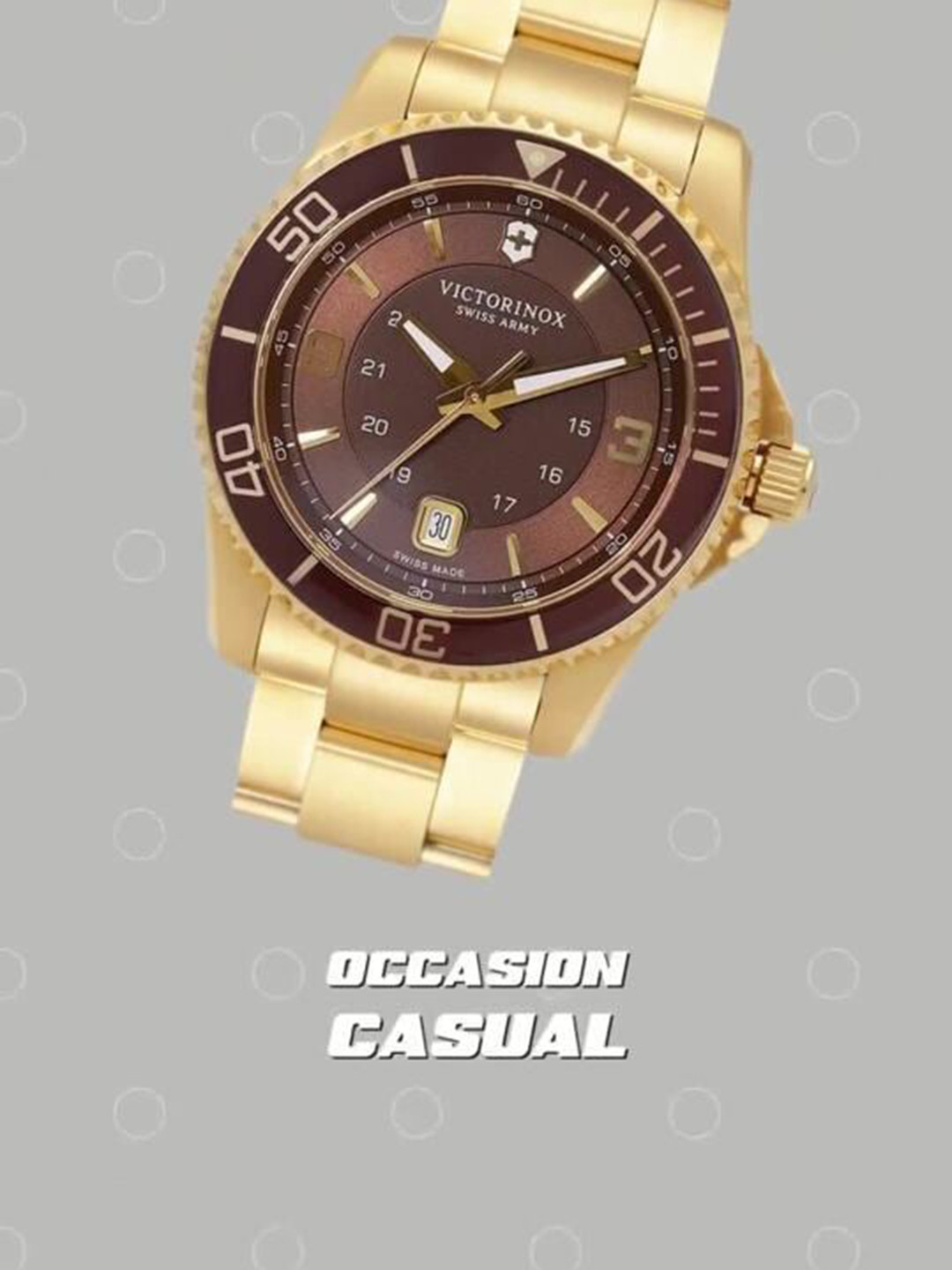 

Victorinox Men Dial & Stainless Steel Bracelet Style Straps Analogue Watch 241607, Brown