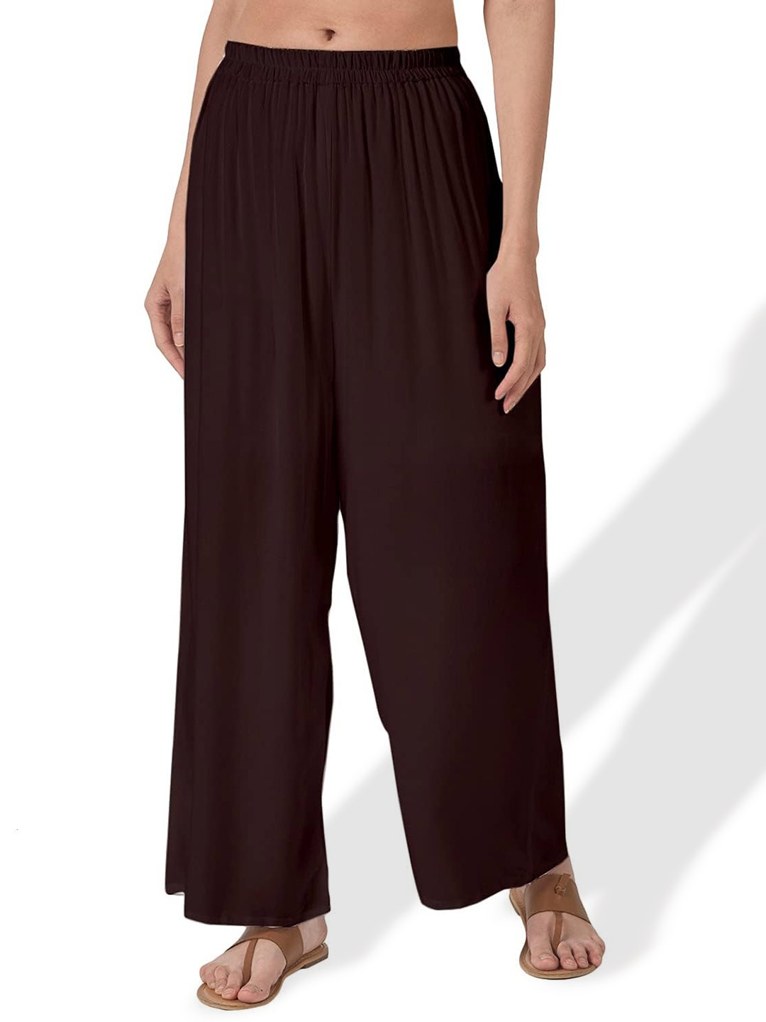 

CHANDERKASH Pack of 1 Wide Leg Rayon Palazzo With String, Brown