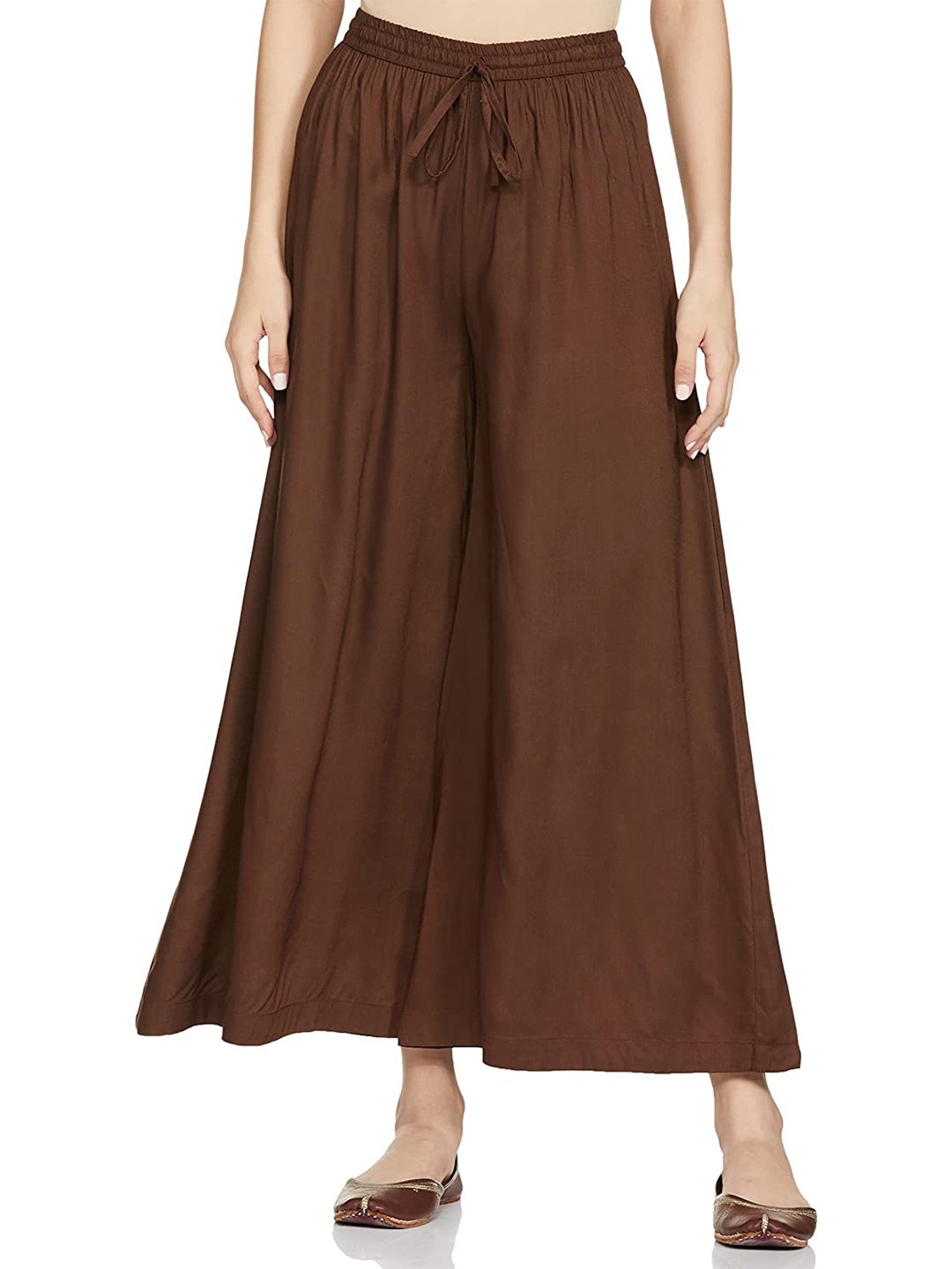 

CHANDERKASH Flared Knitted Palazzos, Brown