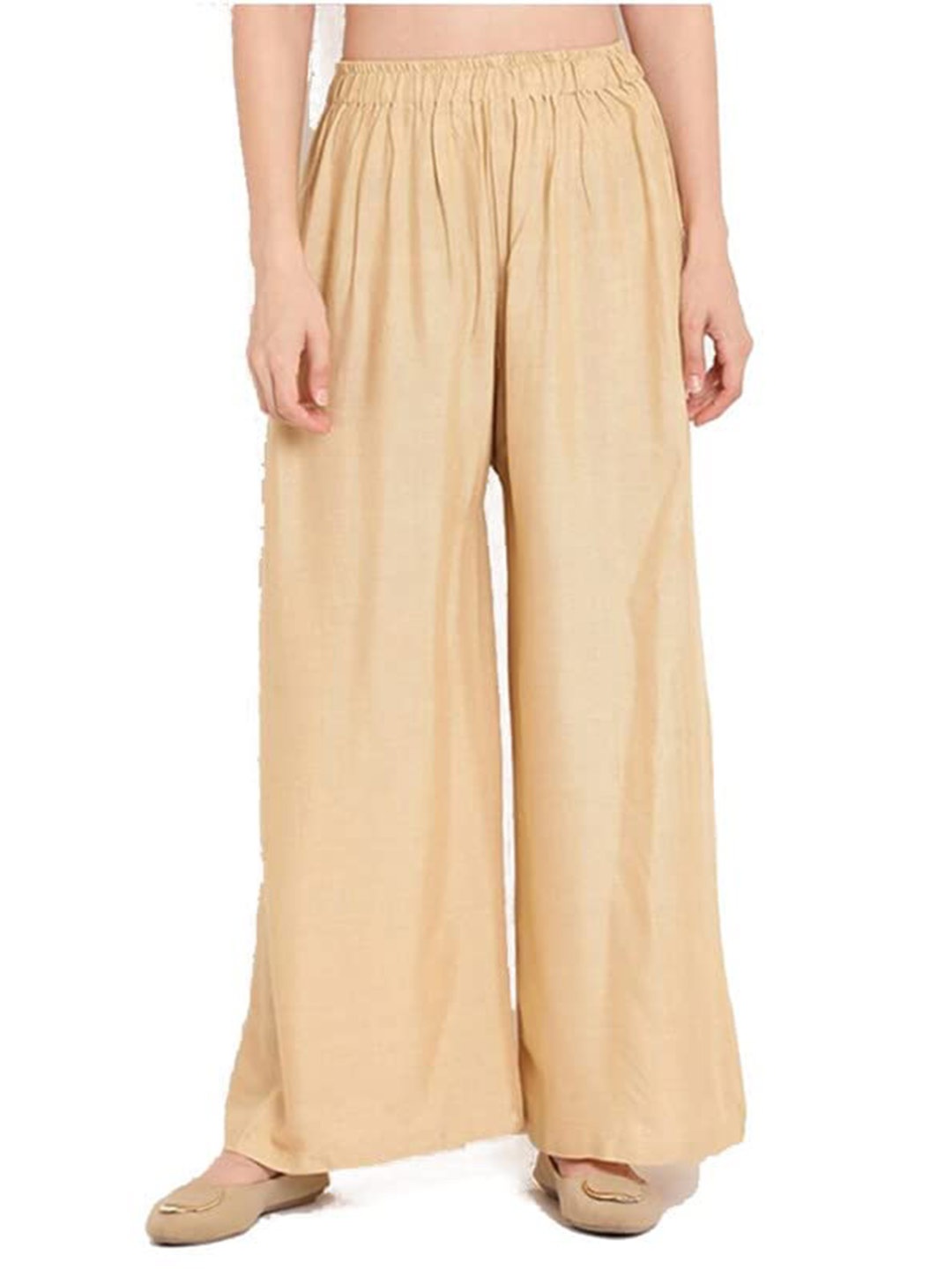 

CHANDERKASH Women Rayon Wide Leg Plazzo, Beige