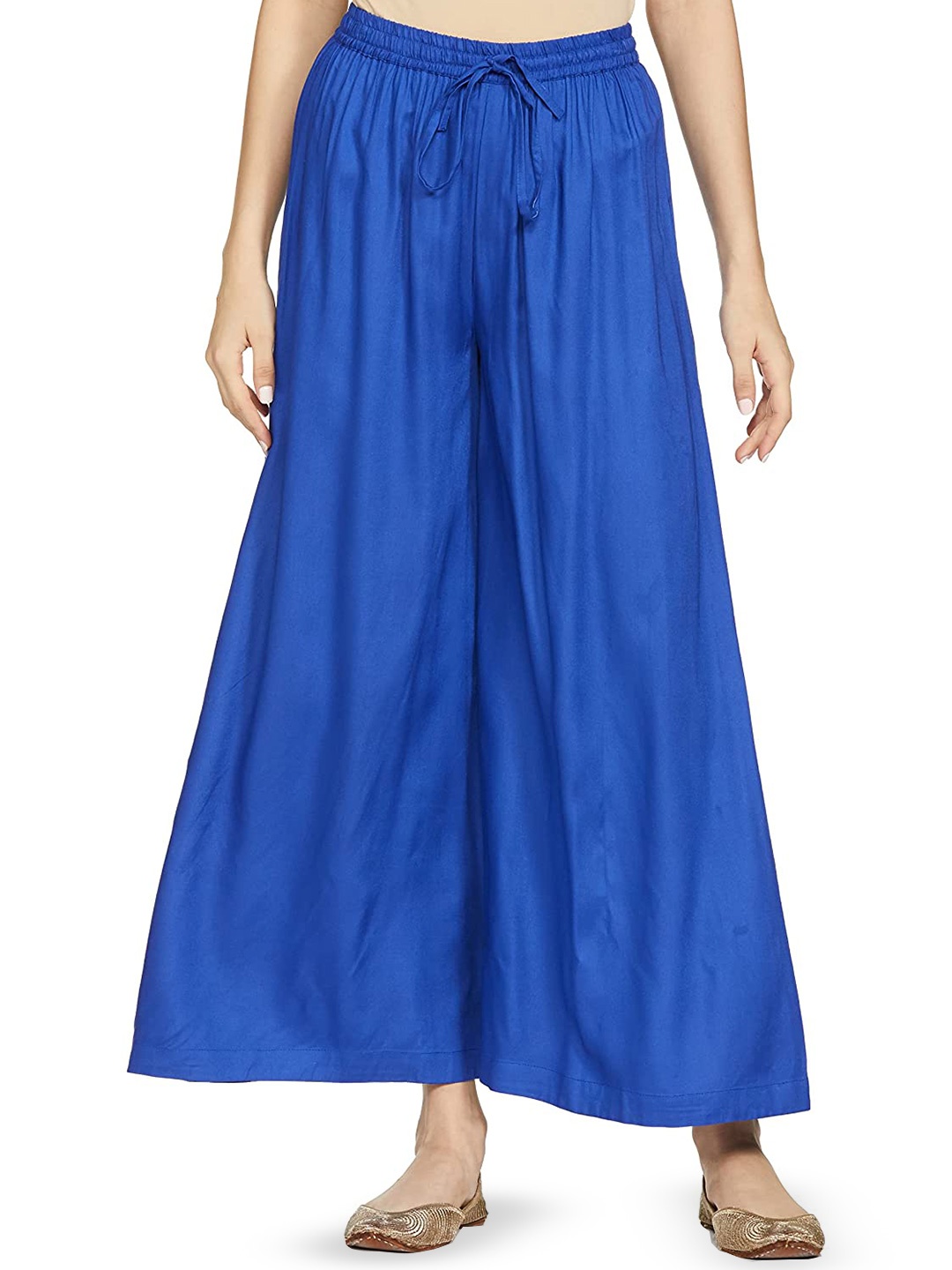 

CHANDERKASH Women Rayon Wide Leg Plazzo, Blue