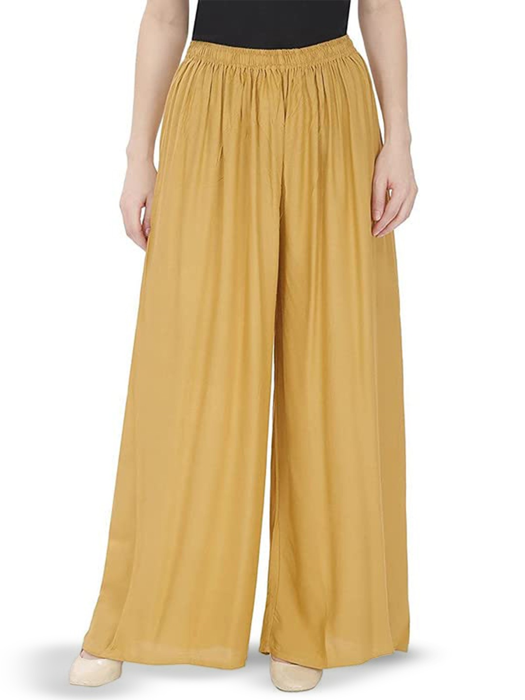 

CHANDERKASH Women Flared Fit Palazzos, Beige