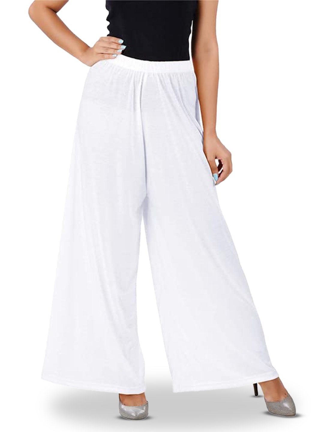 

CHANDERKASH Rayon Wide Leg Plazzo, White