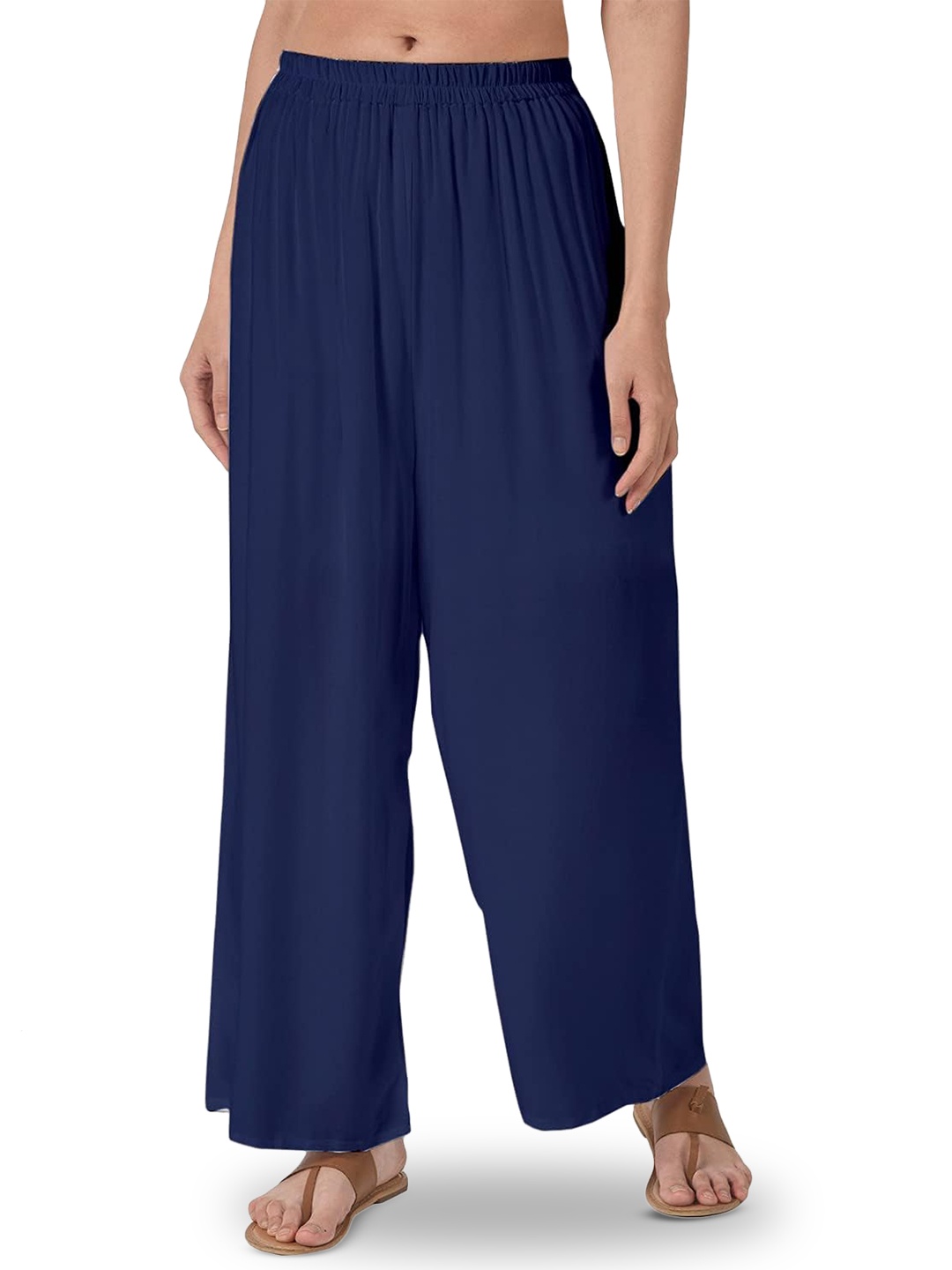 

CHANDERKASH Women Wide Leg Fit Palazzos, Blue