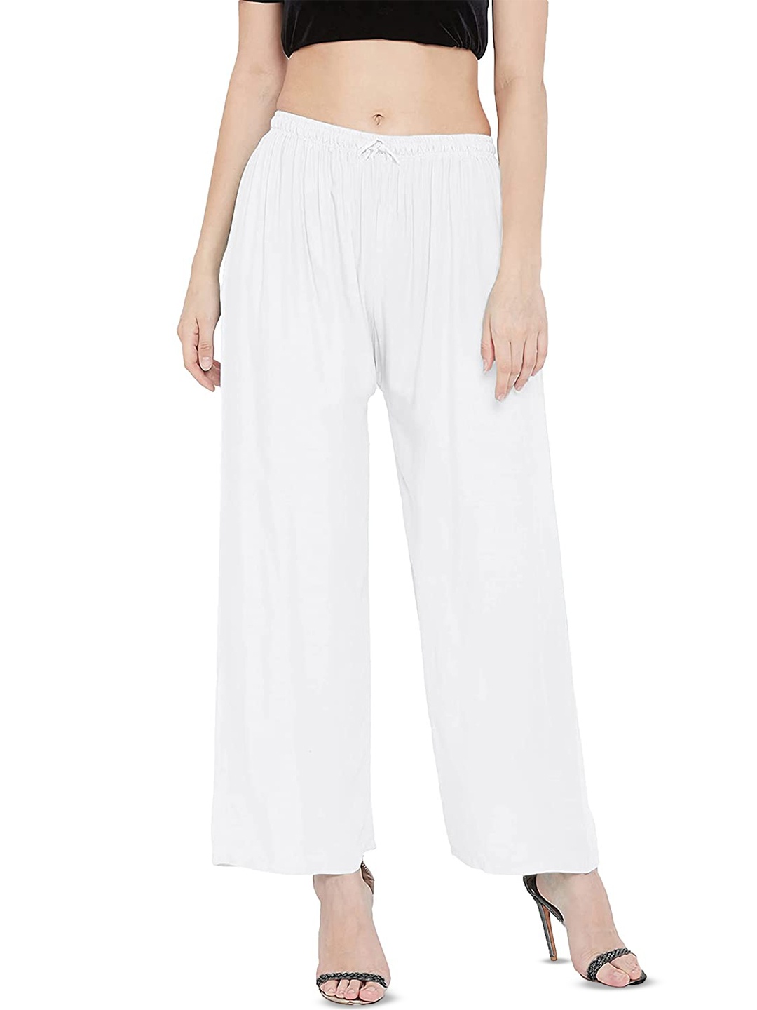 

CHANDERKASH Women Wide Leg Palazzos, White
