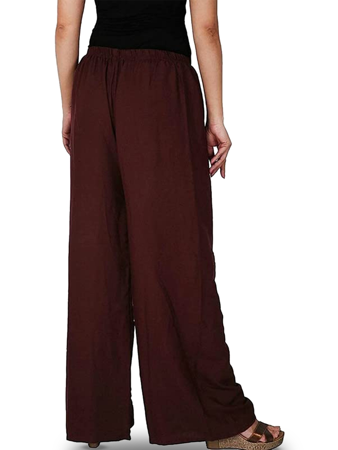 

Chanderkash Pack of 1 Wide Leg Rayon Plazzo with String, Brown