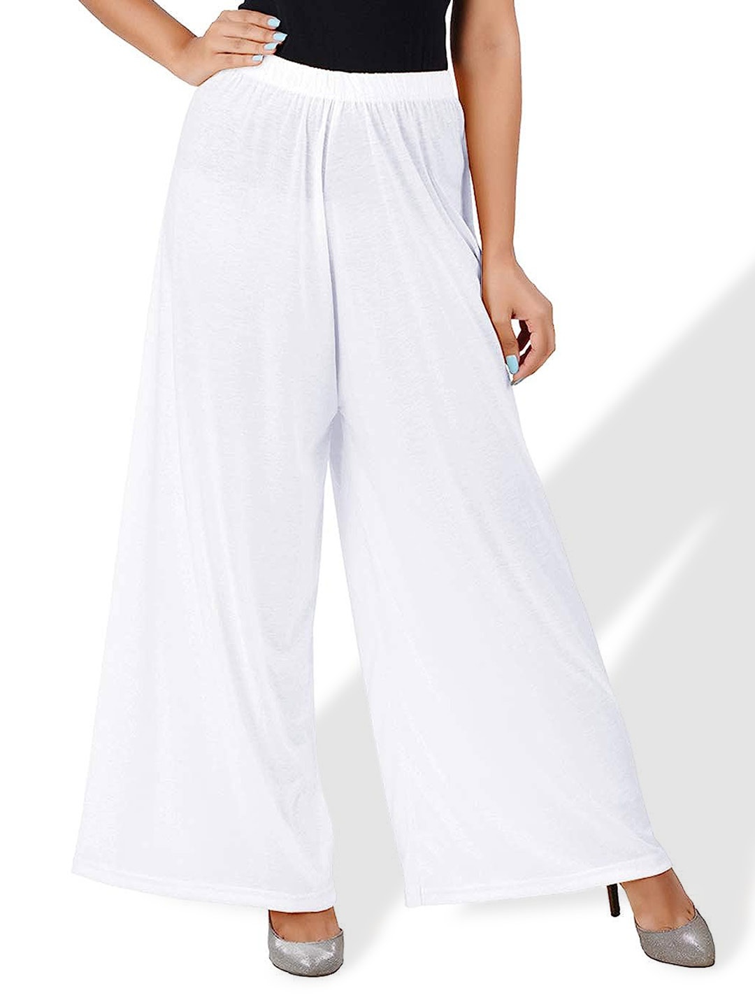 

CHANDERKASH Wide Leg Knitted Palazzos, White