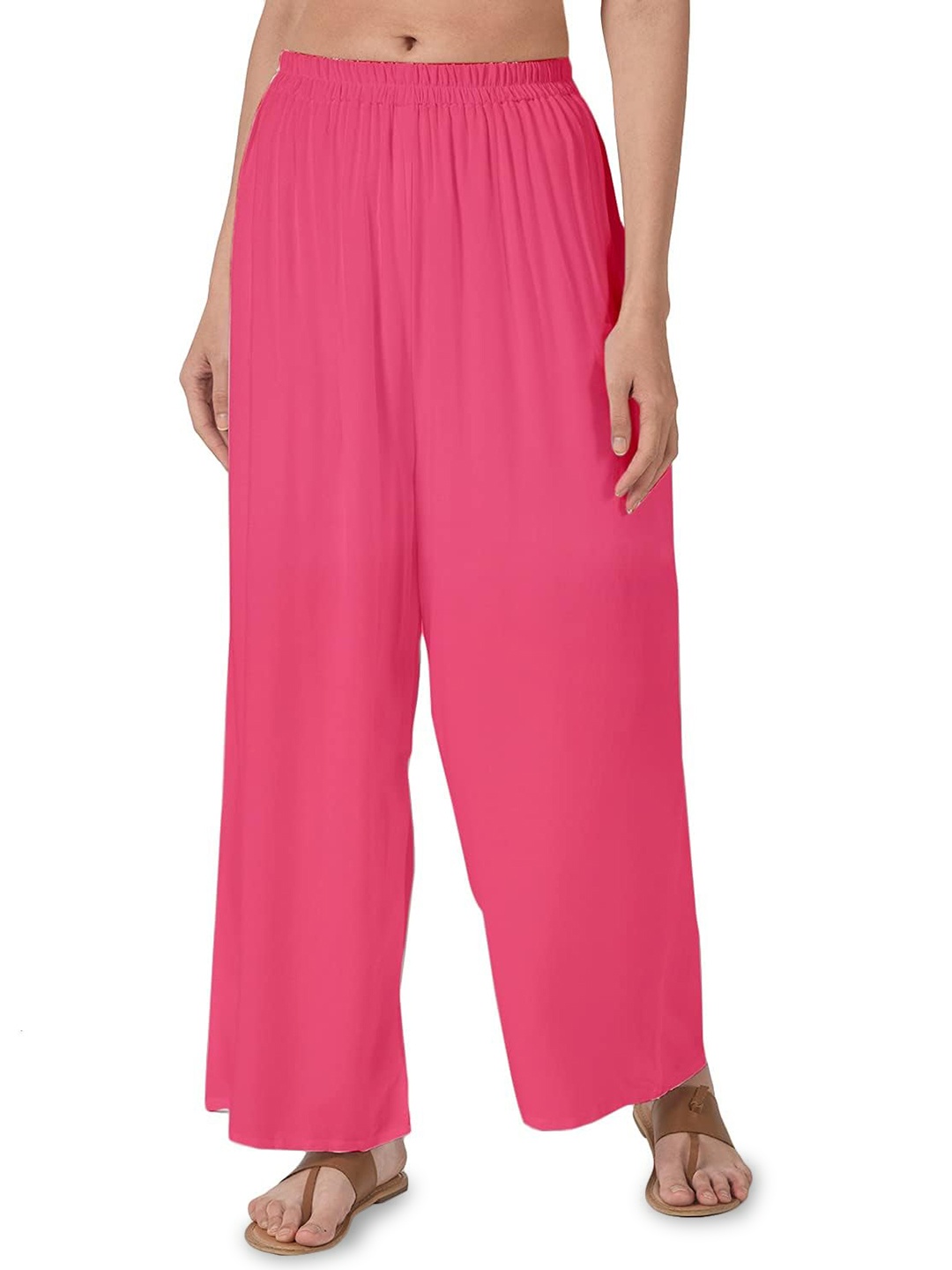 

CHANDERKASH Women Rayon Wide Leg Plazzo, Pink