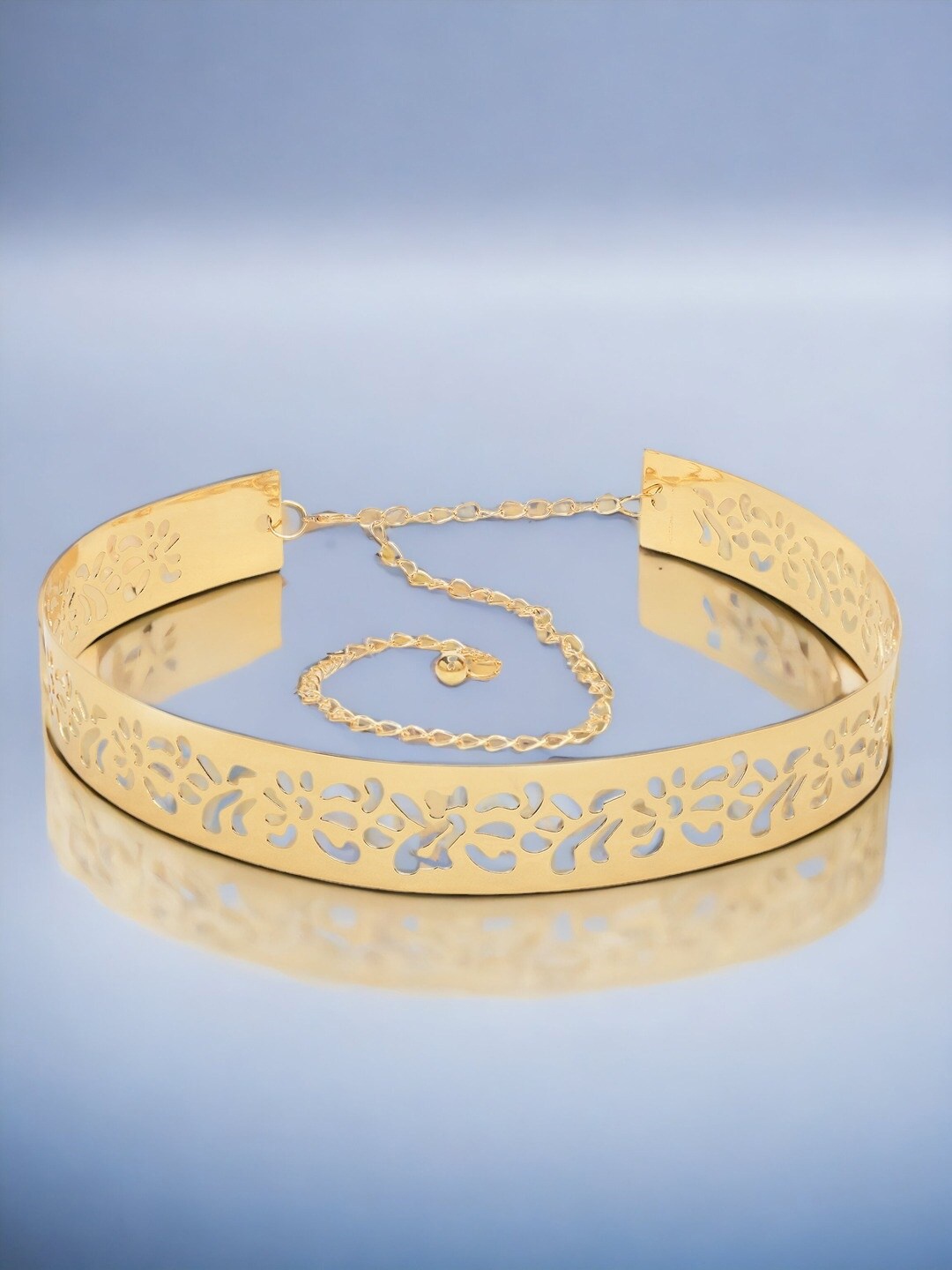 

CRUSSET Women Textured Metal Belt, Gold