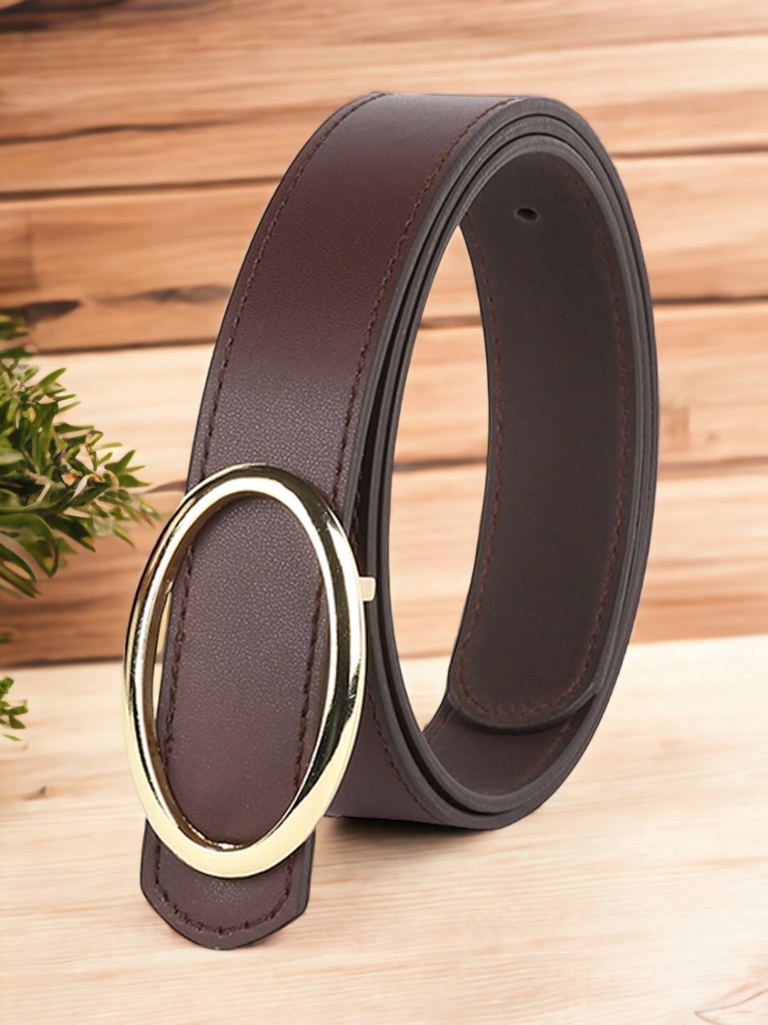 

CRUSSET Women Belt with Push Pin Closure, Brown