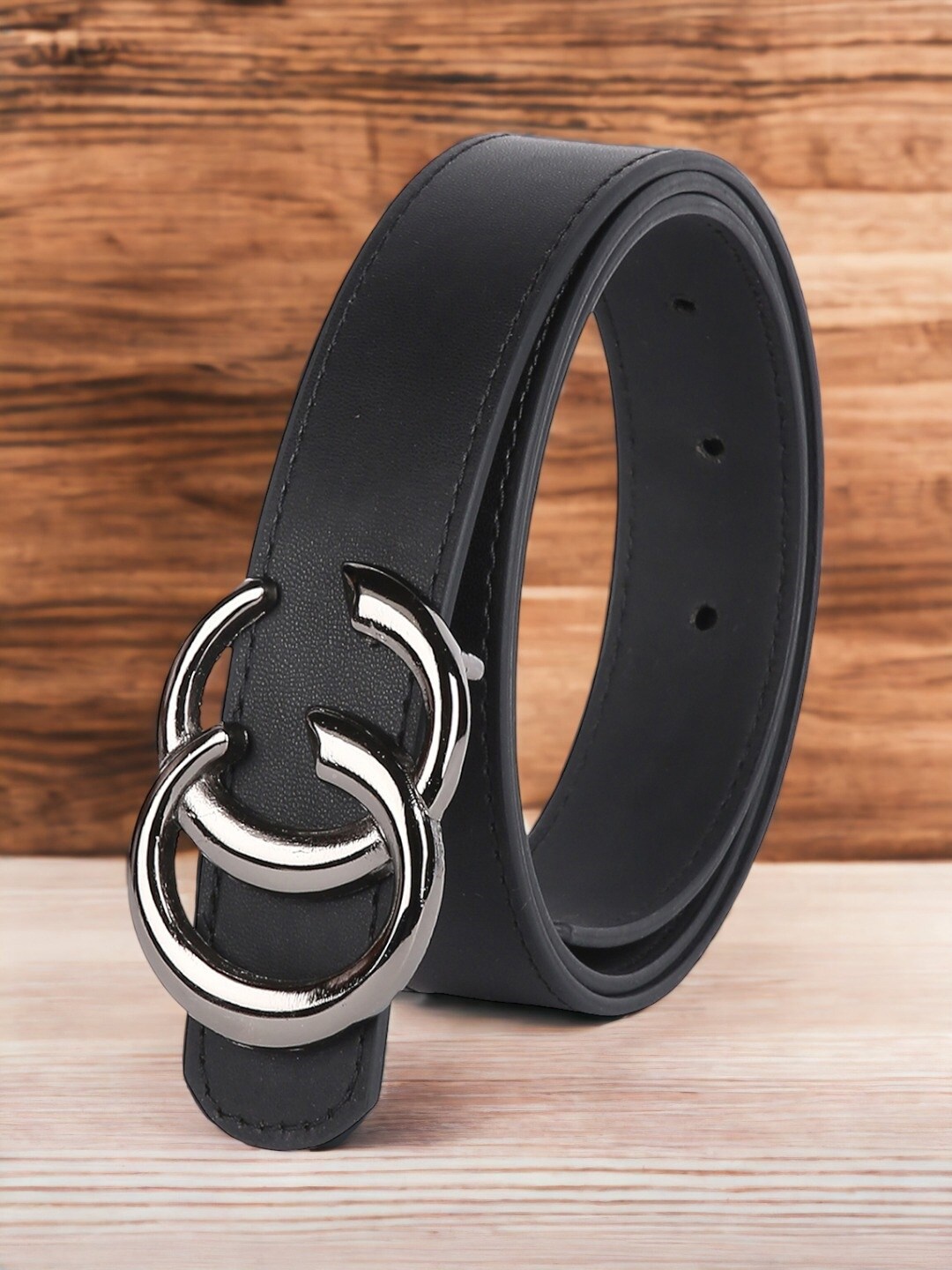 

CRUSSET Women Slim Belt With Push Pin Closure, Black