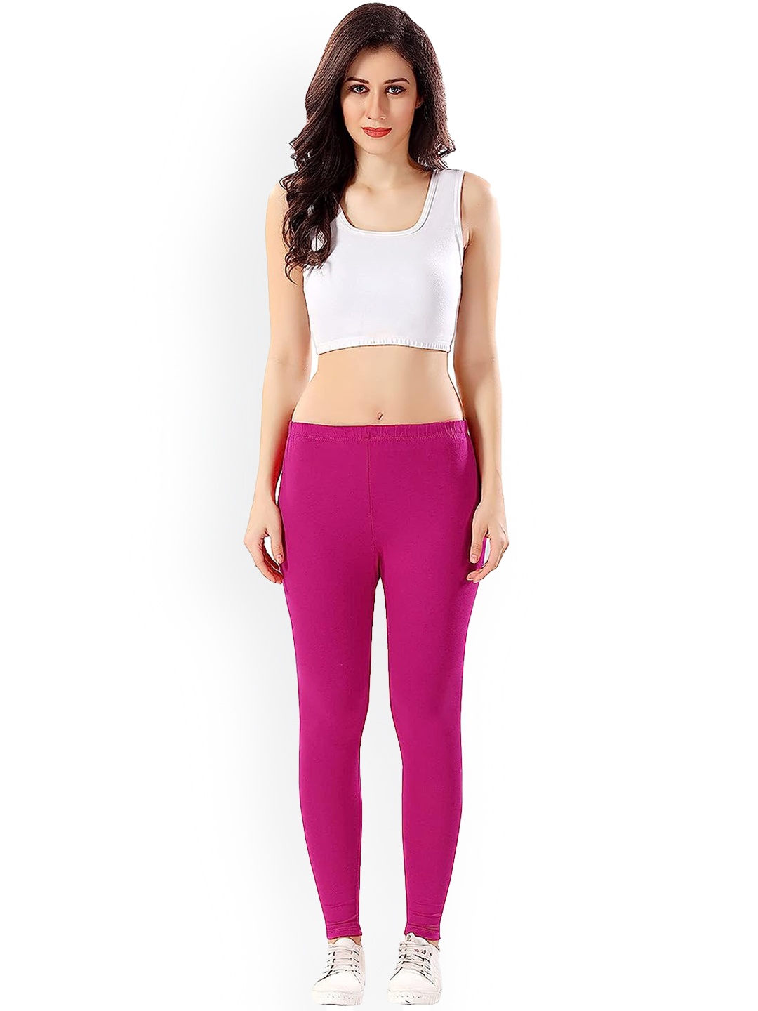 

CHANDERKASH Women Stretchable Ankle Length Leggings, Pink