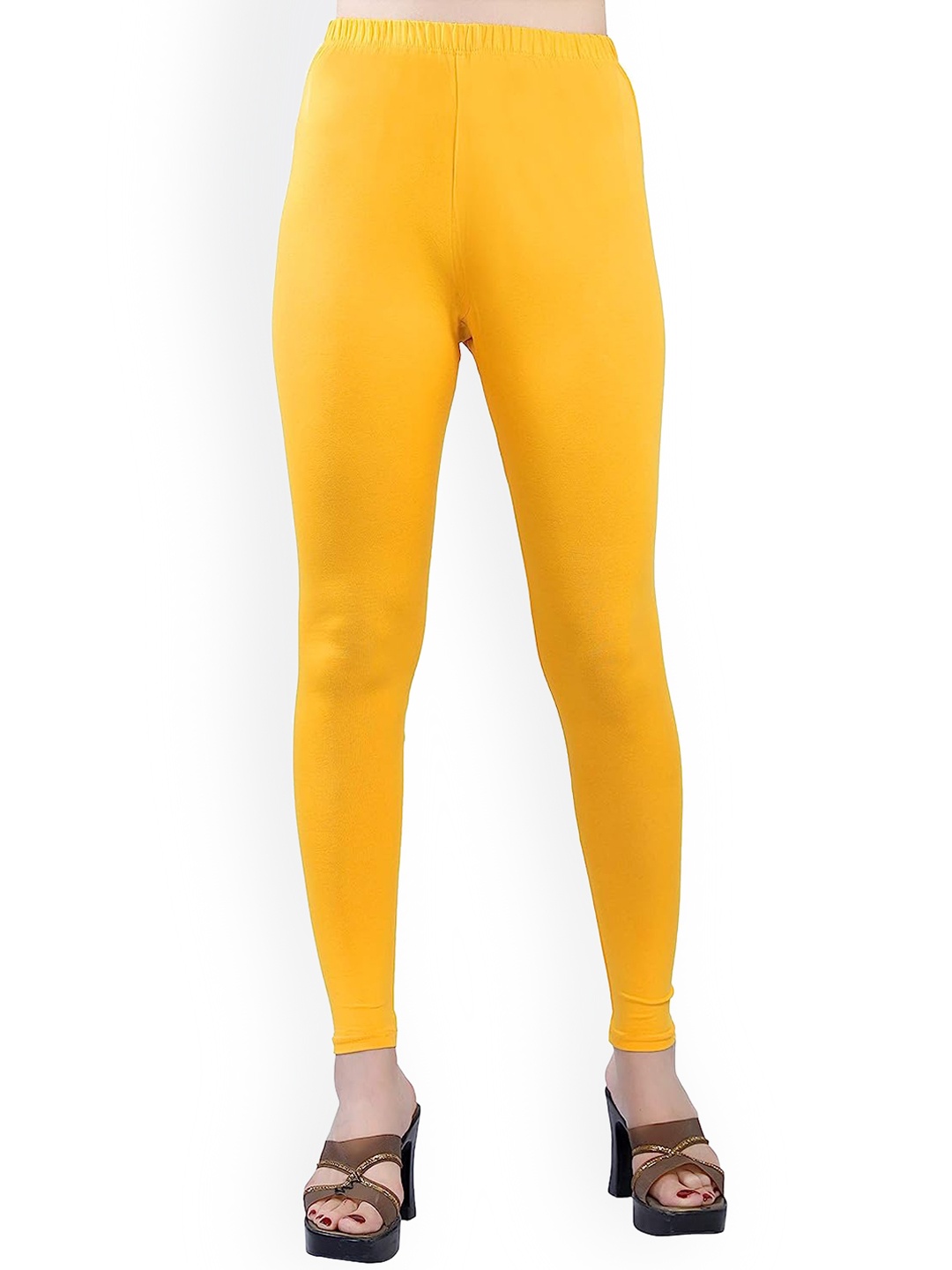 

CHANDERKASH 4 Way Stretchable Ankle Length Leggings, Mustard