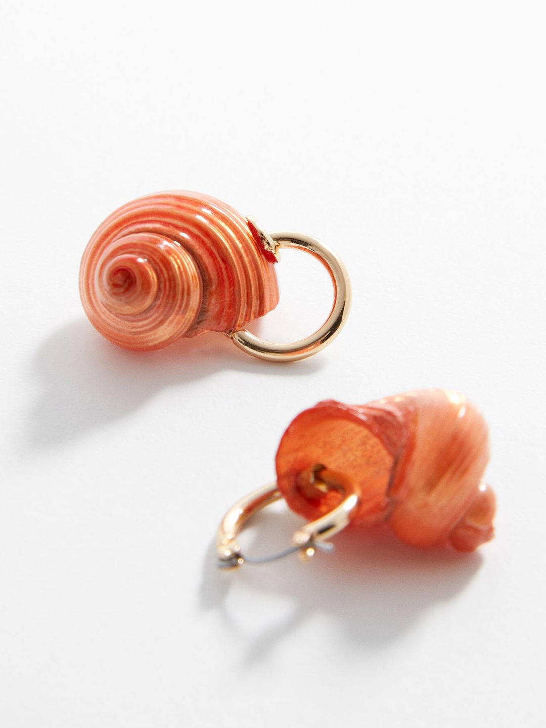 

MANGO Contemporary Shell Drop Earrings, Orange