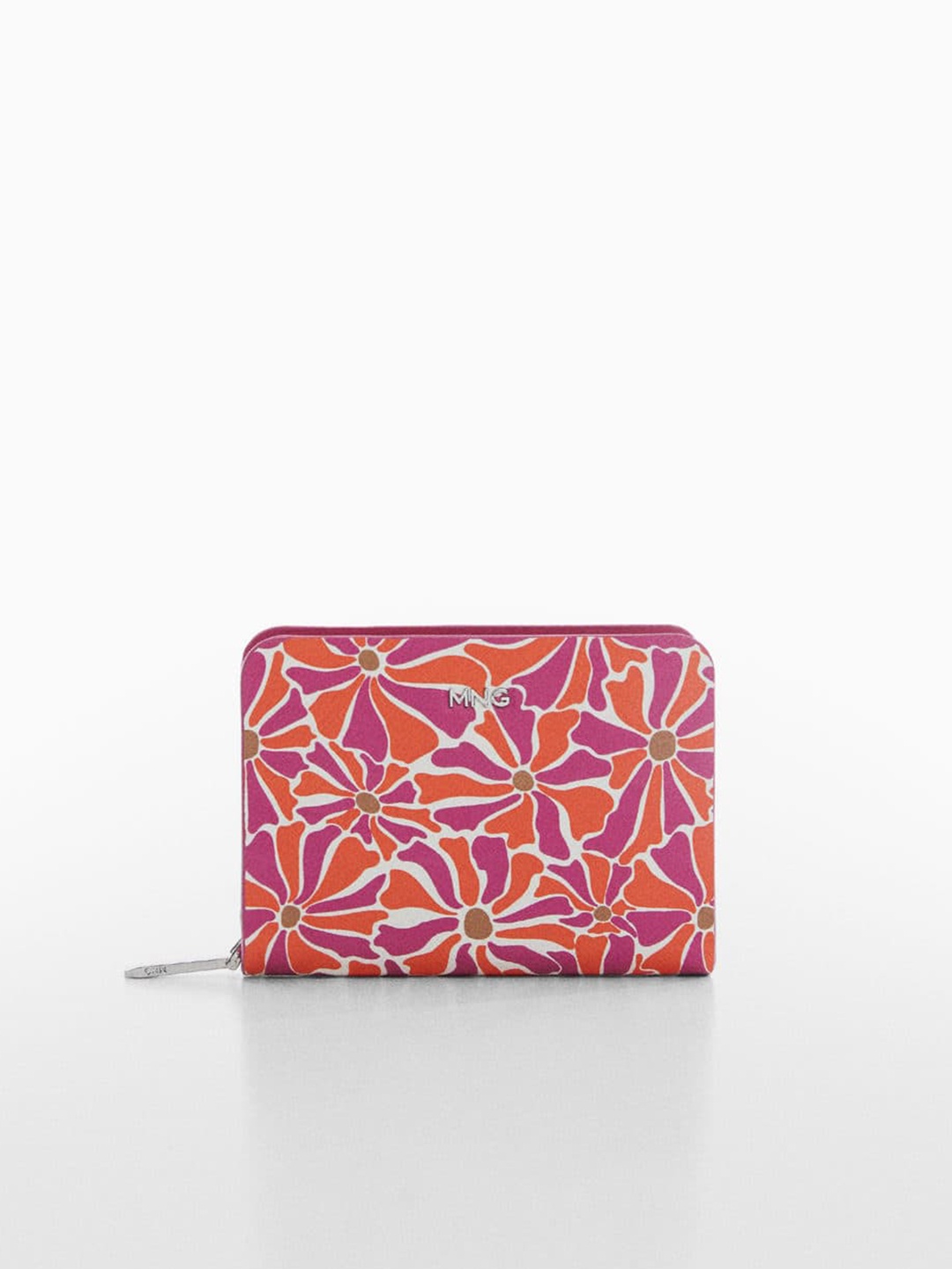 

MANGO Women Floral Printed Zip Around Wallet, Pink