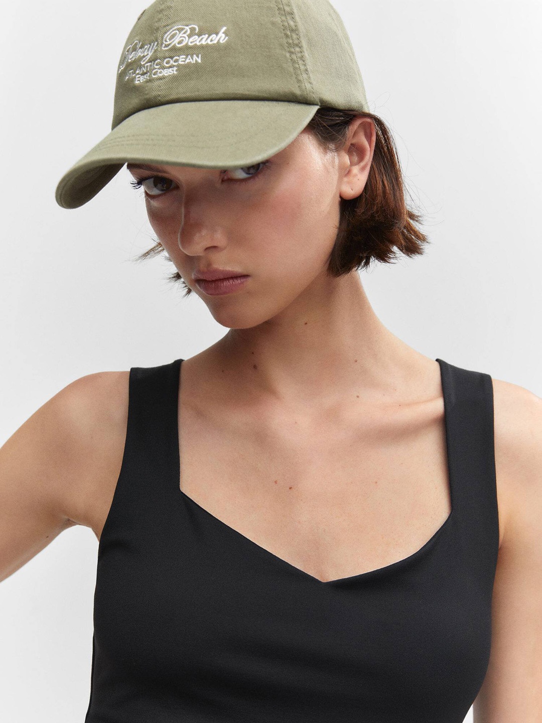 

MANGO Shoulder Straps Sweetheart Neck Top, Black