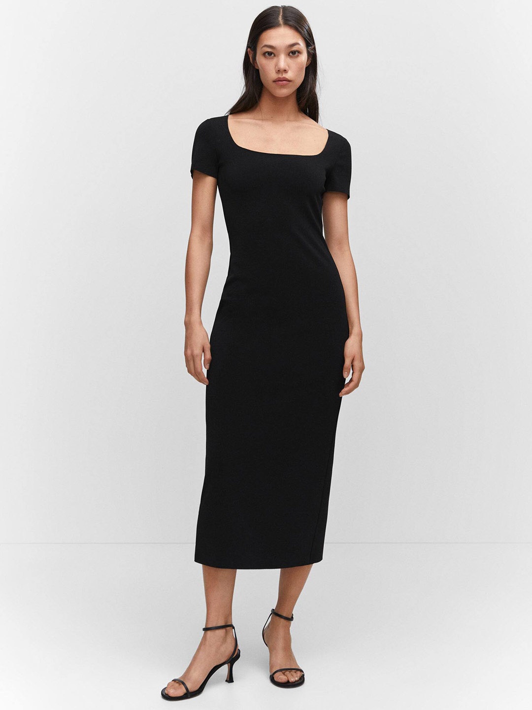 

MANGO Sheath Midi Dress, Black