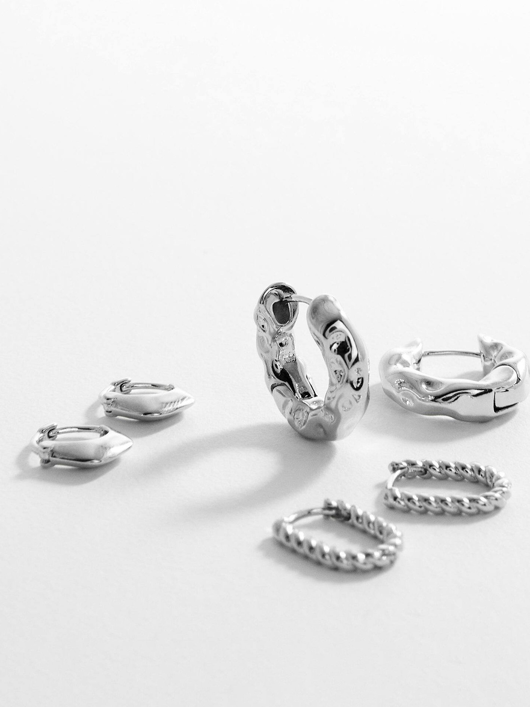 

MANGO Set of 3 Circular Hoop Earrings, Silver