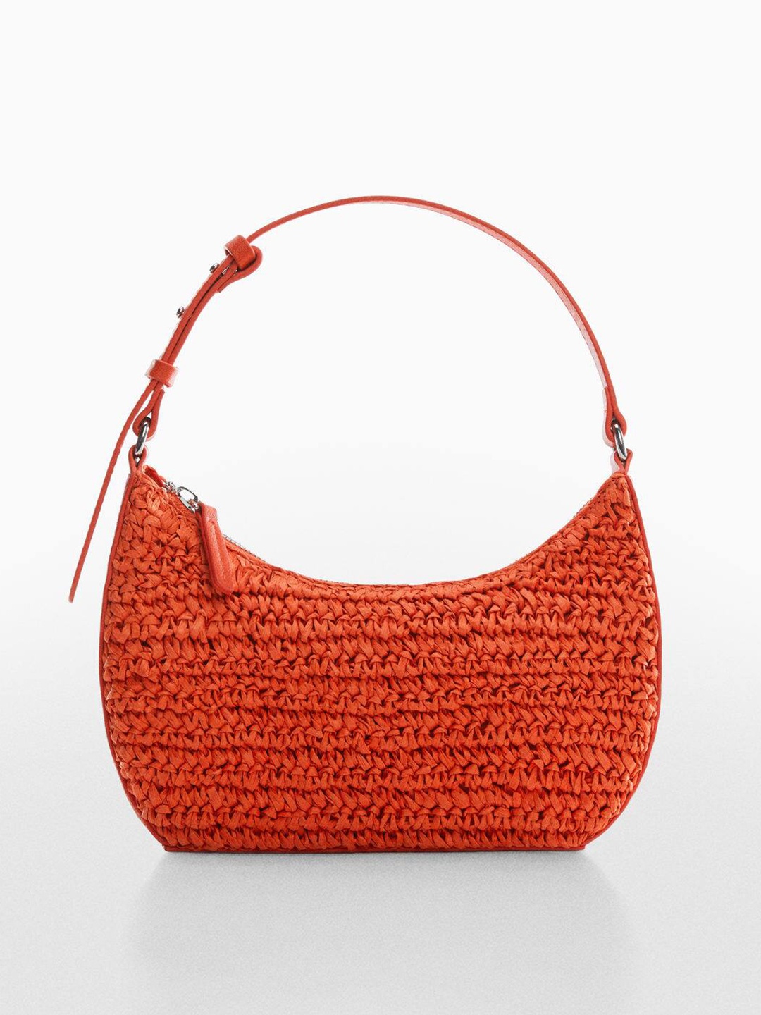 

MANGO Basketweave Structured Shoulder Bag, Orange