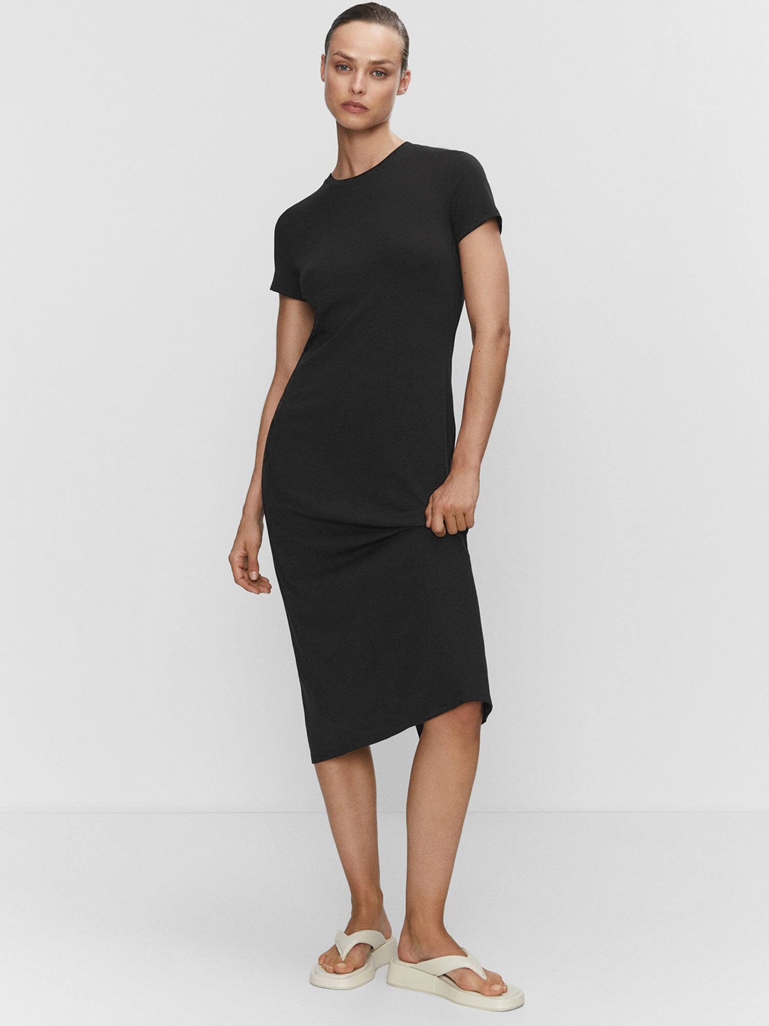 

MANGO Sheath Midi Dress, Black