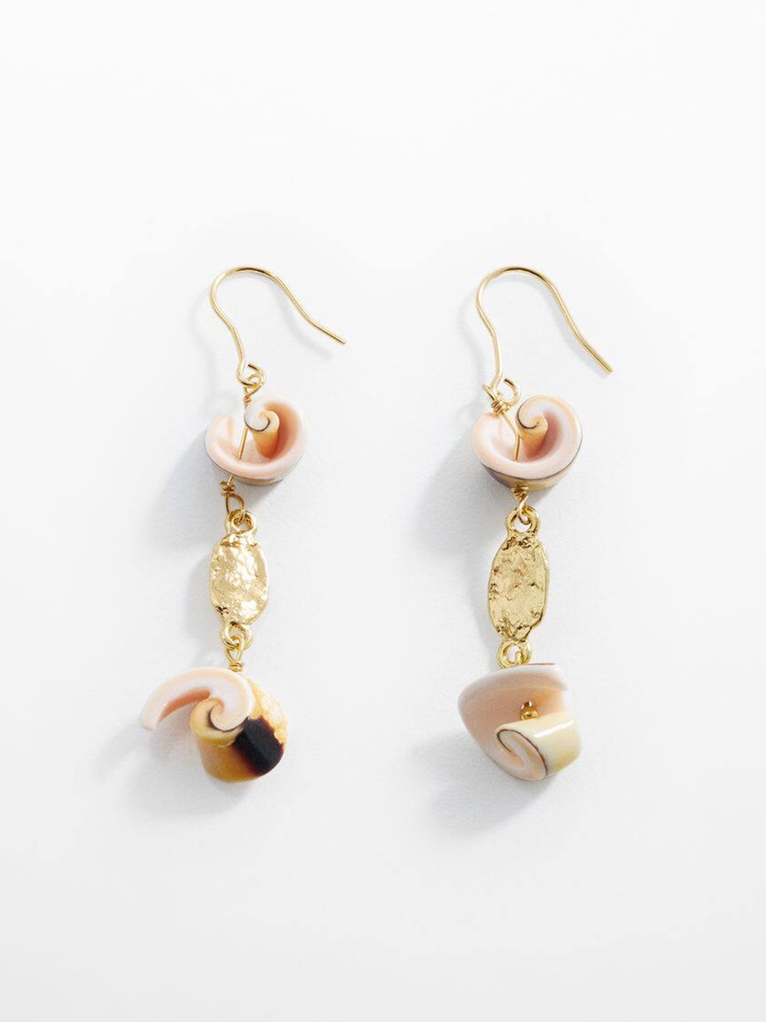 

MANGO Contemporary Shell Drop Earrings, Gold