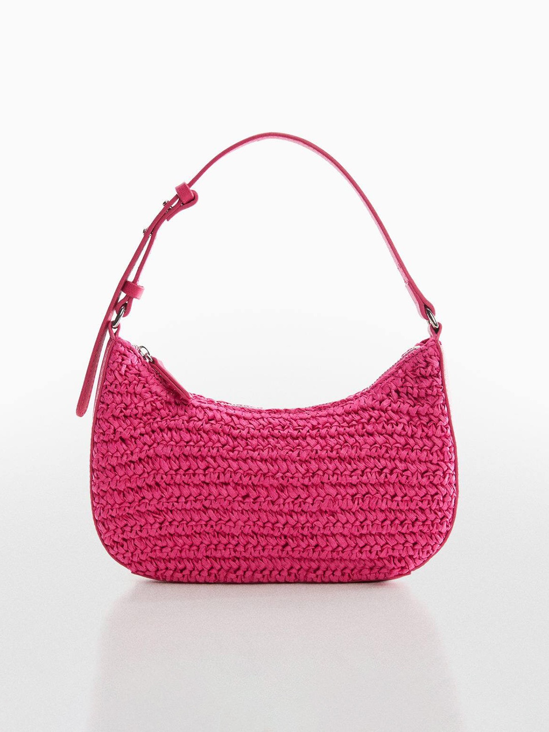 

MANGO Basketweave Structured Shoulder Bag, Pink