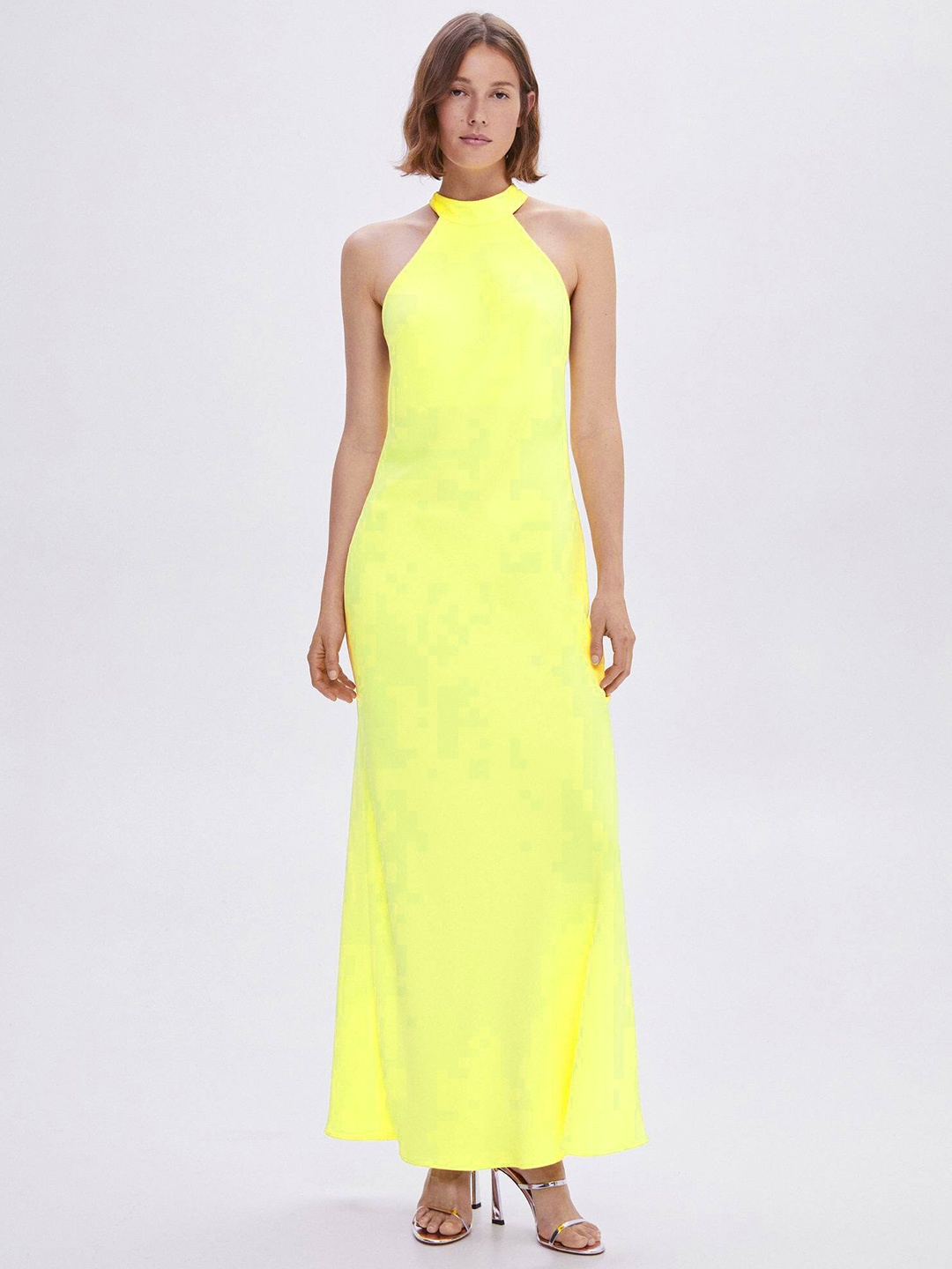 

MANGO Halter Neck Maxi Dress, Yellow