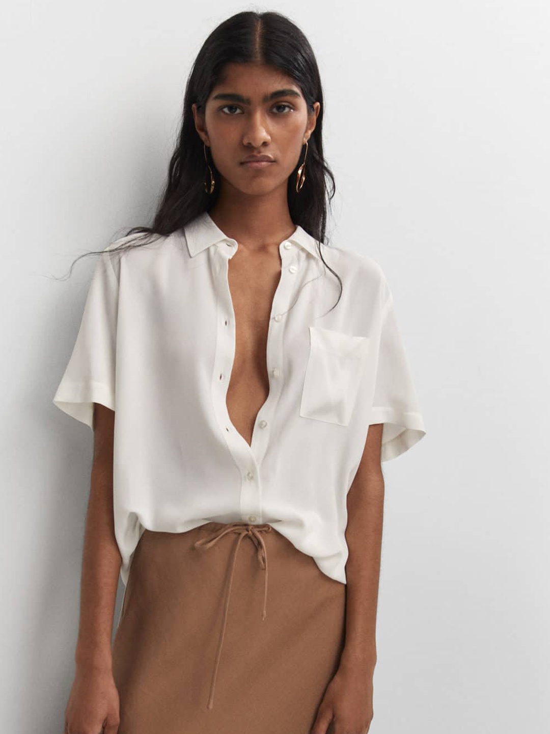 

MANGO High-Low Oversize Shirt, White