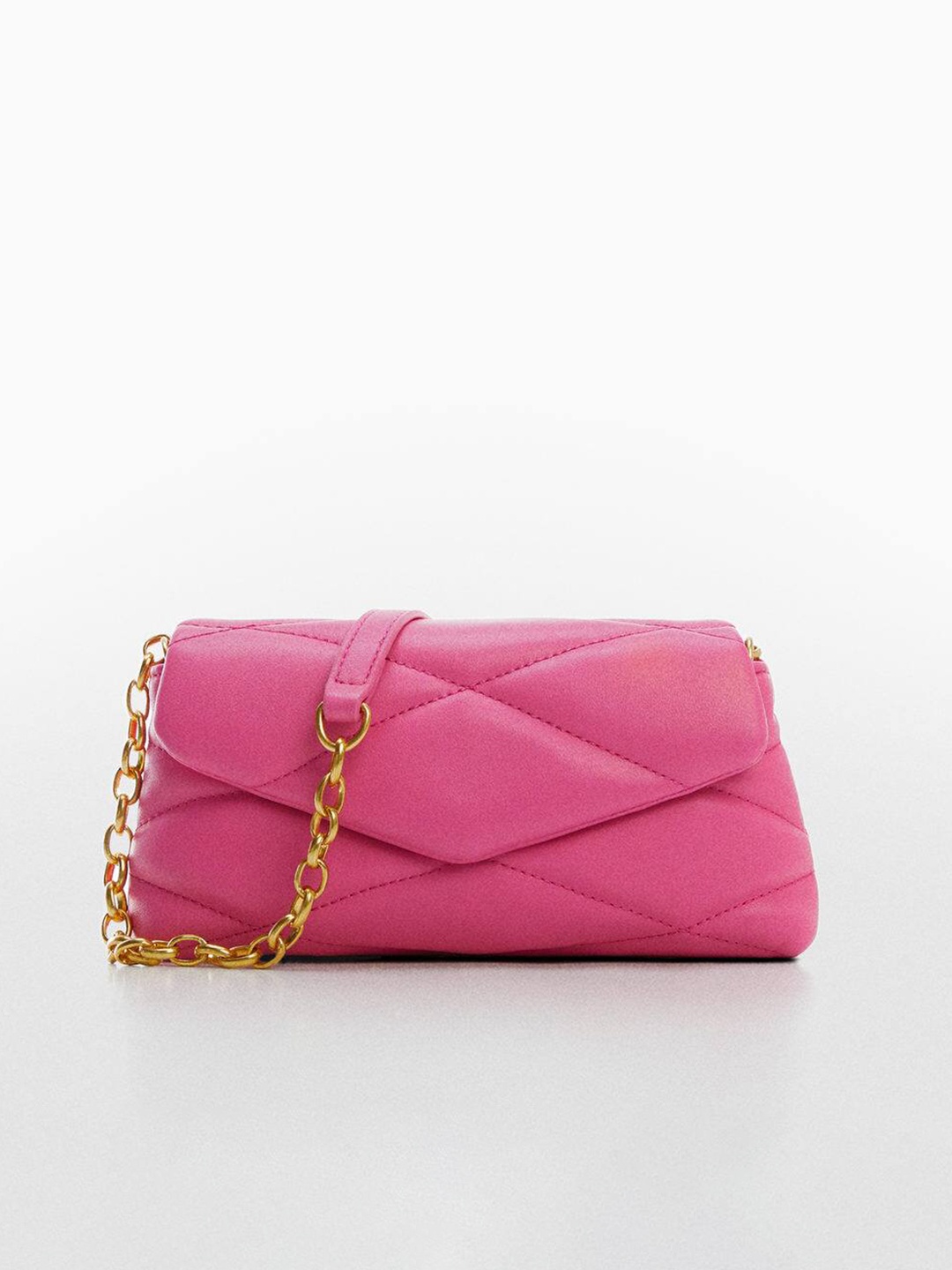 

MANGO Women Textured Structured Sling Bag with Quilted Detail, Fuchsia