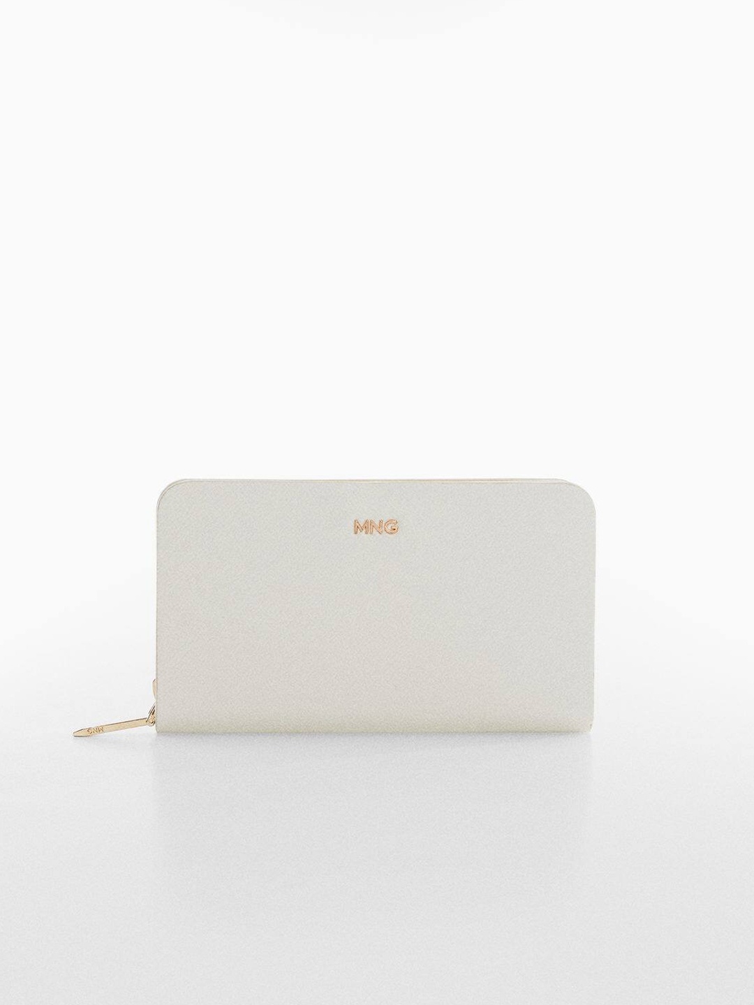 

MANGO Textured Zip Around Wallet, Cream