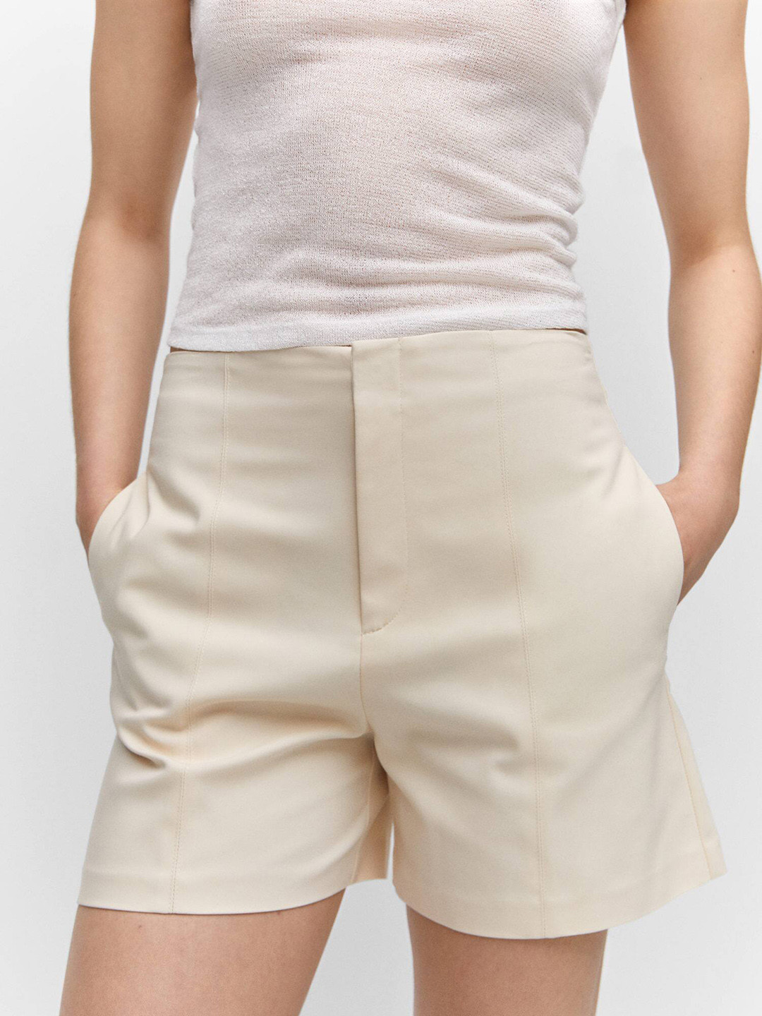 

MANGO Women High-Rise Shorts, Off white