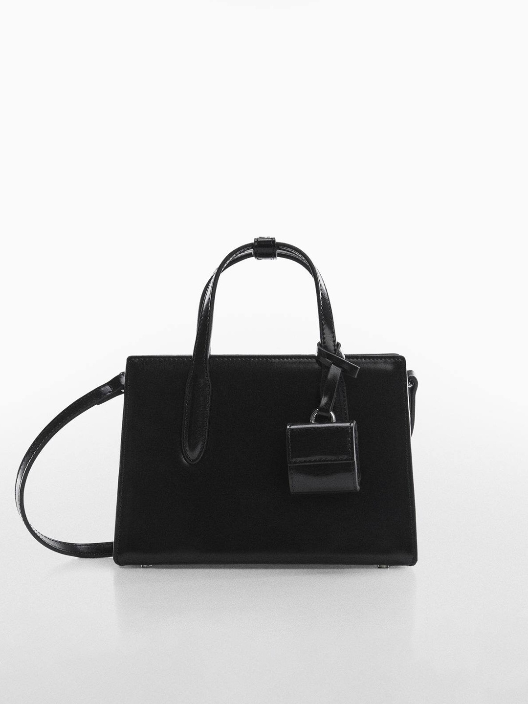 

MANGO Women Structured Handheld Bag, Black