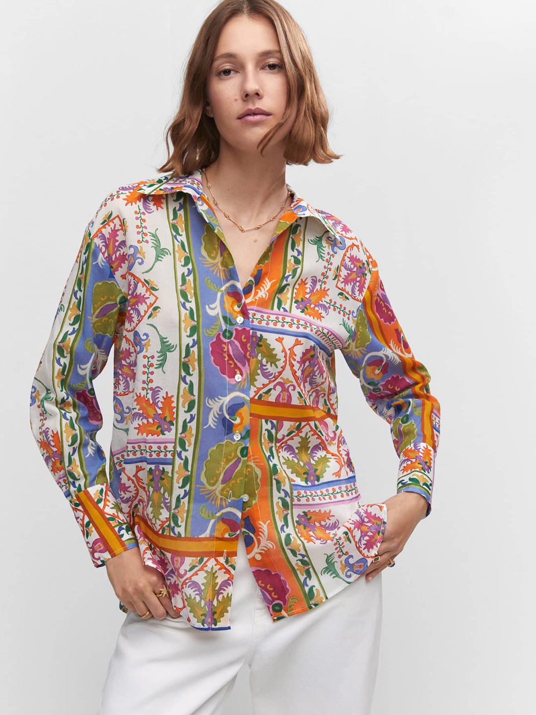 

MANGO Cotton Printed Casual Shirt, Multi