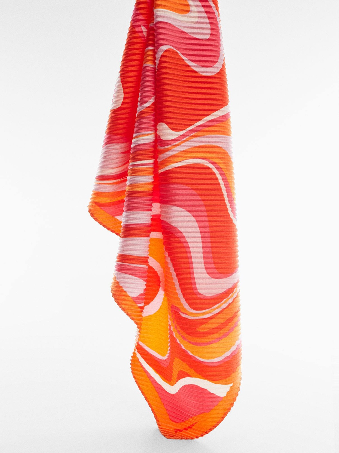 

MANGO Abstract Printed Pleated Scarf, Red