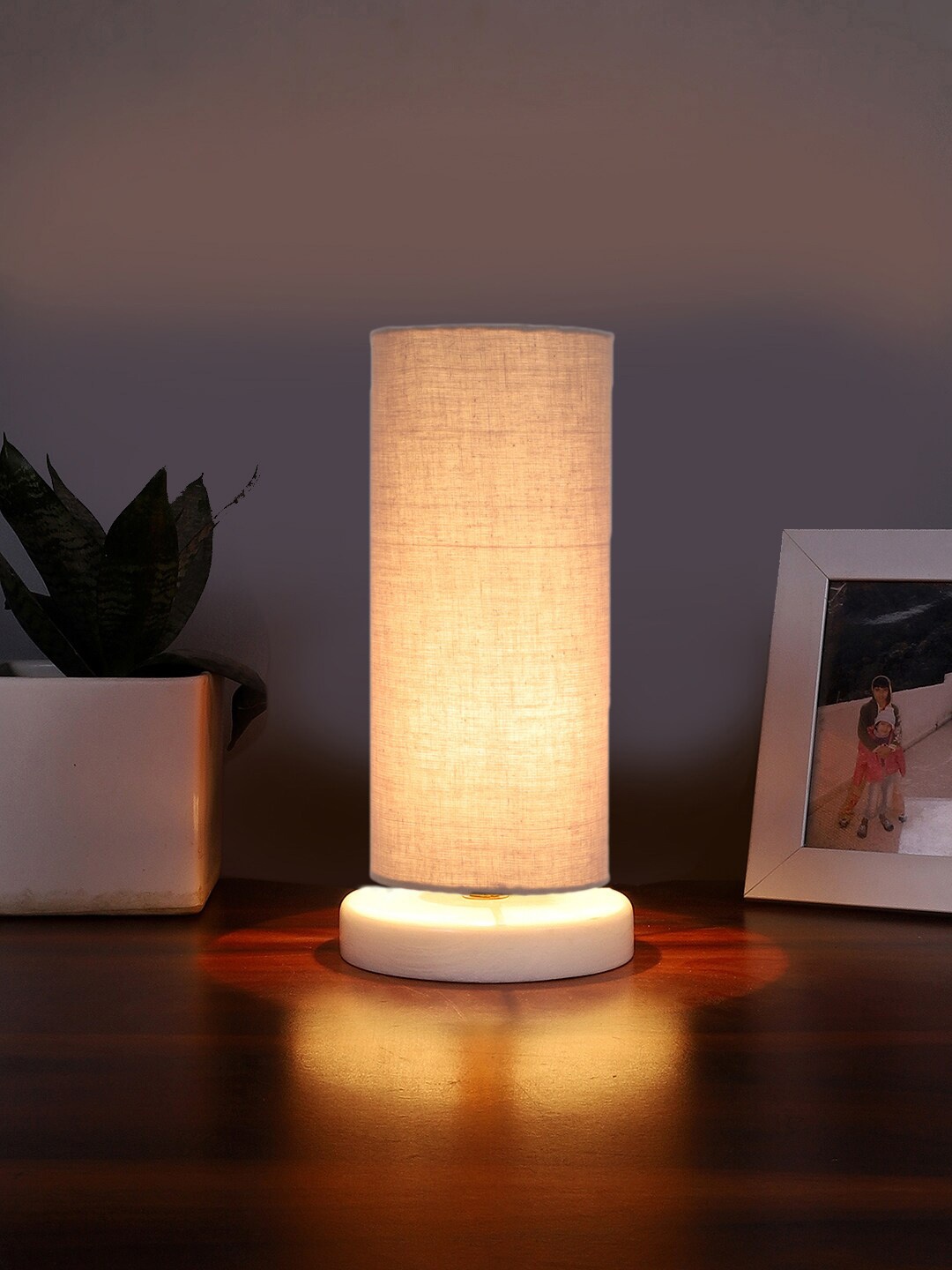 

Devansh Grey Cylindrical Wooden Table Lamp